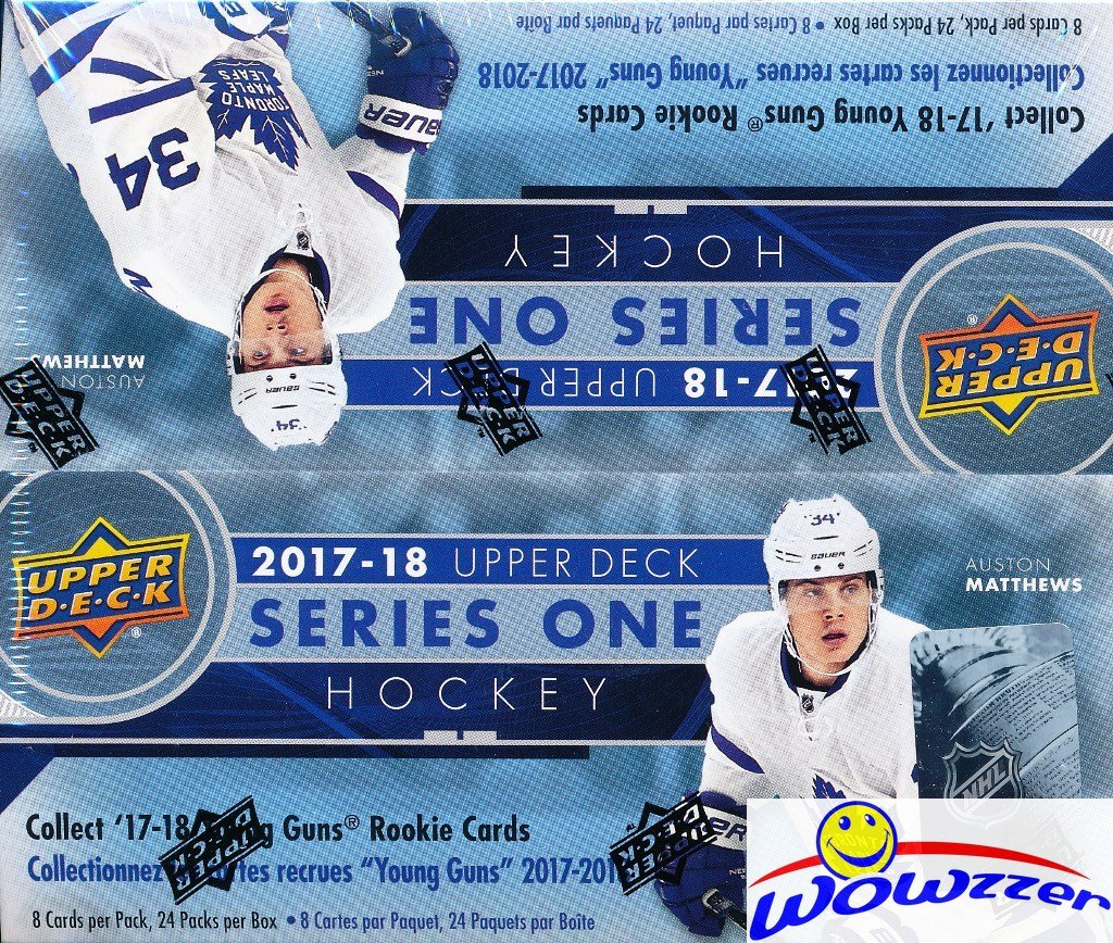 2017-18 Upper Deck Series 1 NHL Hockey 24-Pack Retail Box - 192 Cards with Game Jersey Card, 6 Young Guns Rookies, 3 Canvas & 3 Portrait Inserts | Factory Sealed Collectors Edition | Perfect for NHL Fans, Card Collectors and Fantasy Hockey Players