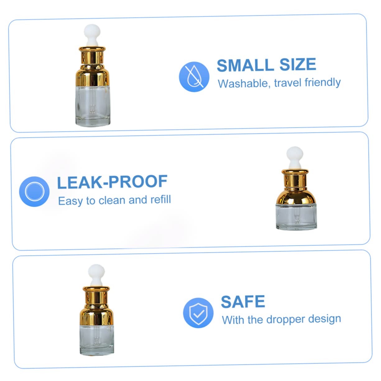 Minkissy 5-Piece Travel Dropper Bottles Set - Refillable Essential Oil Bottles for Aromatherapy, DIY Blends & On-The-Go Use