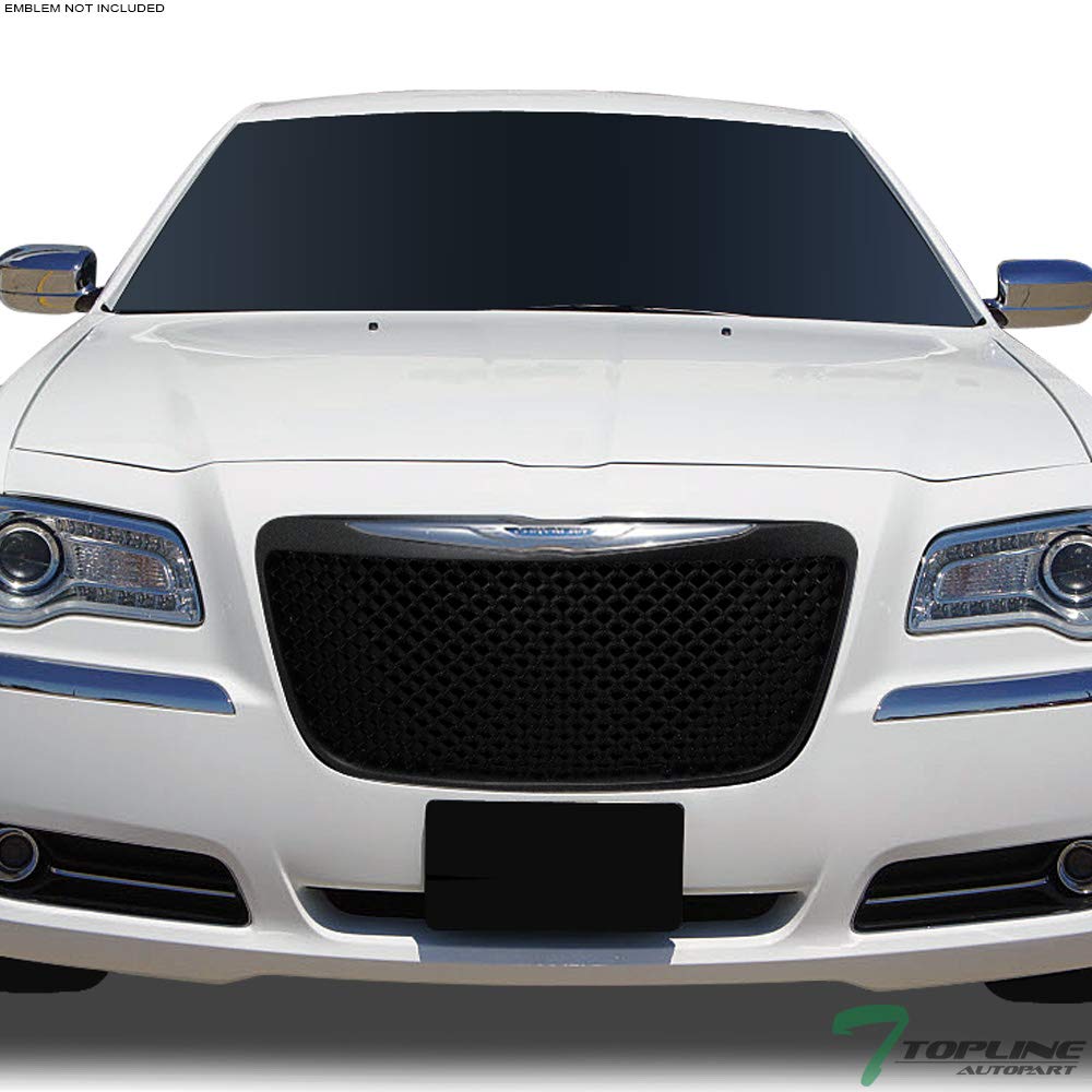 2011-2014 Chrysler 300 & 300C Glossy Black Mesh Front Bumper Grille Replacement - High-Quality Aftermarket Upgrade for Enhanced Style & Airflow - Perfect for Car Enthusiasts & Custom Builds