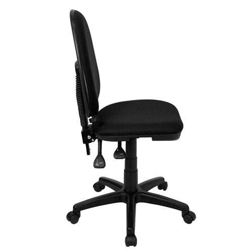 FLASH Mid Back Black Fabric Ergonomic Office Chair - Adjustable Lumbar Support & 360° Swivel - Perfect for Home Office, Gaming & Workspace Comfort
