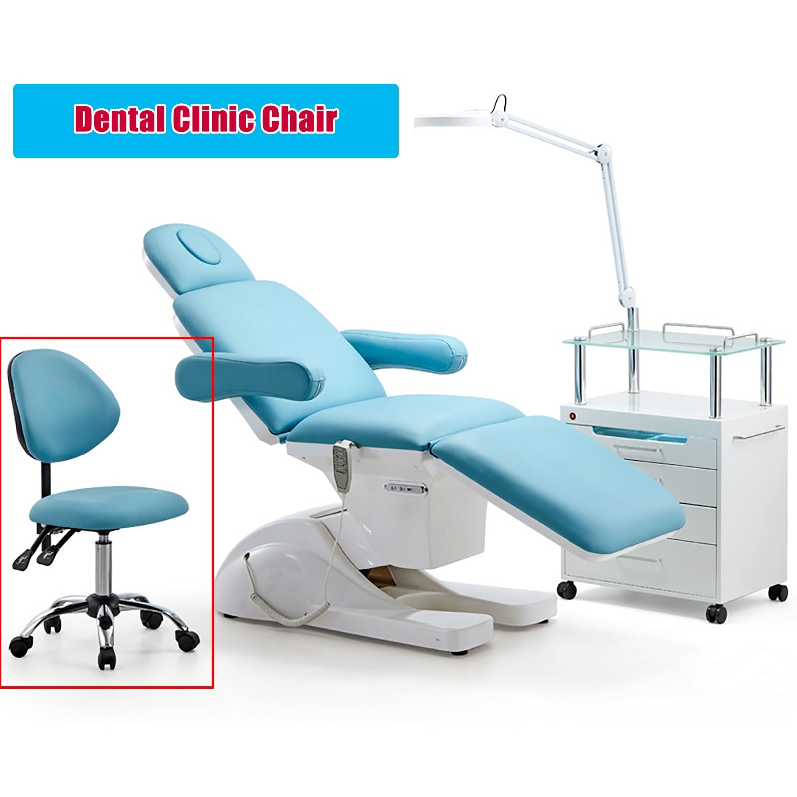 Ergonomic Rolling Saddle Stool for Dental Hygienists - Adjustable Height 46-59cm (18-23