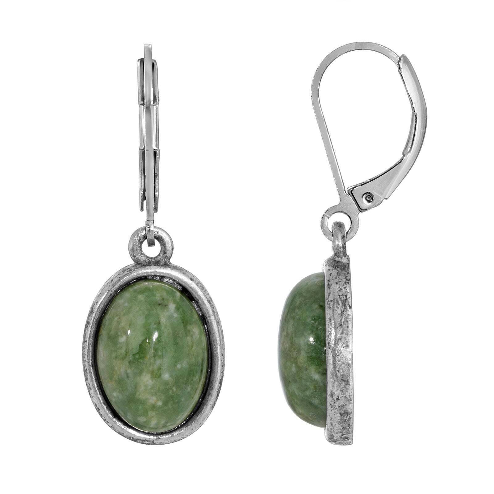 1928 Vintage Style Oval Semi-Precious Gemstone Drop Earrings for Women - Elegant Dangle Earrings for Party, Wedding & Evening Wear