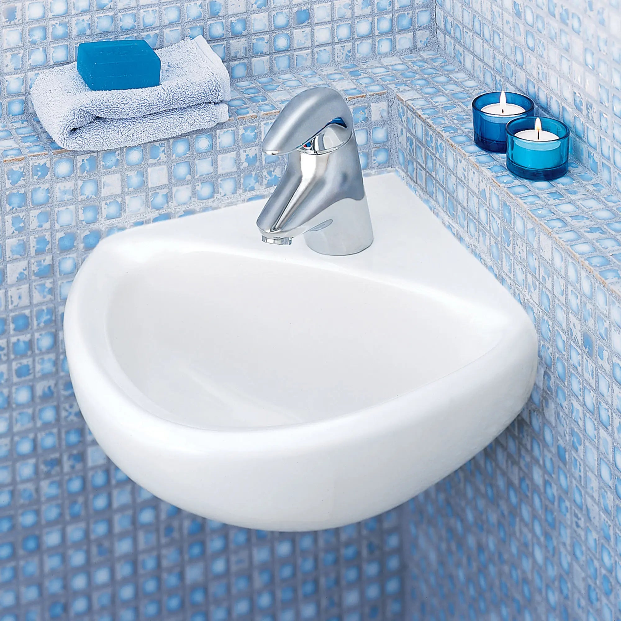 Corner Minette® 4 Inch Centerset Wall Mounted Bathroom Sink - Perfect for Small Spaces, Powder Rooms & Modern Home Decor