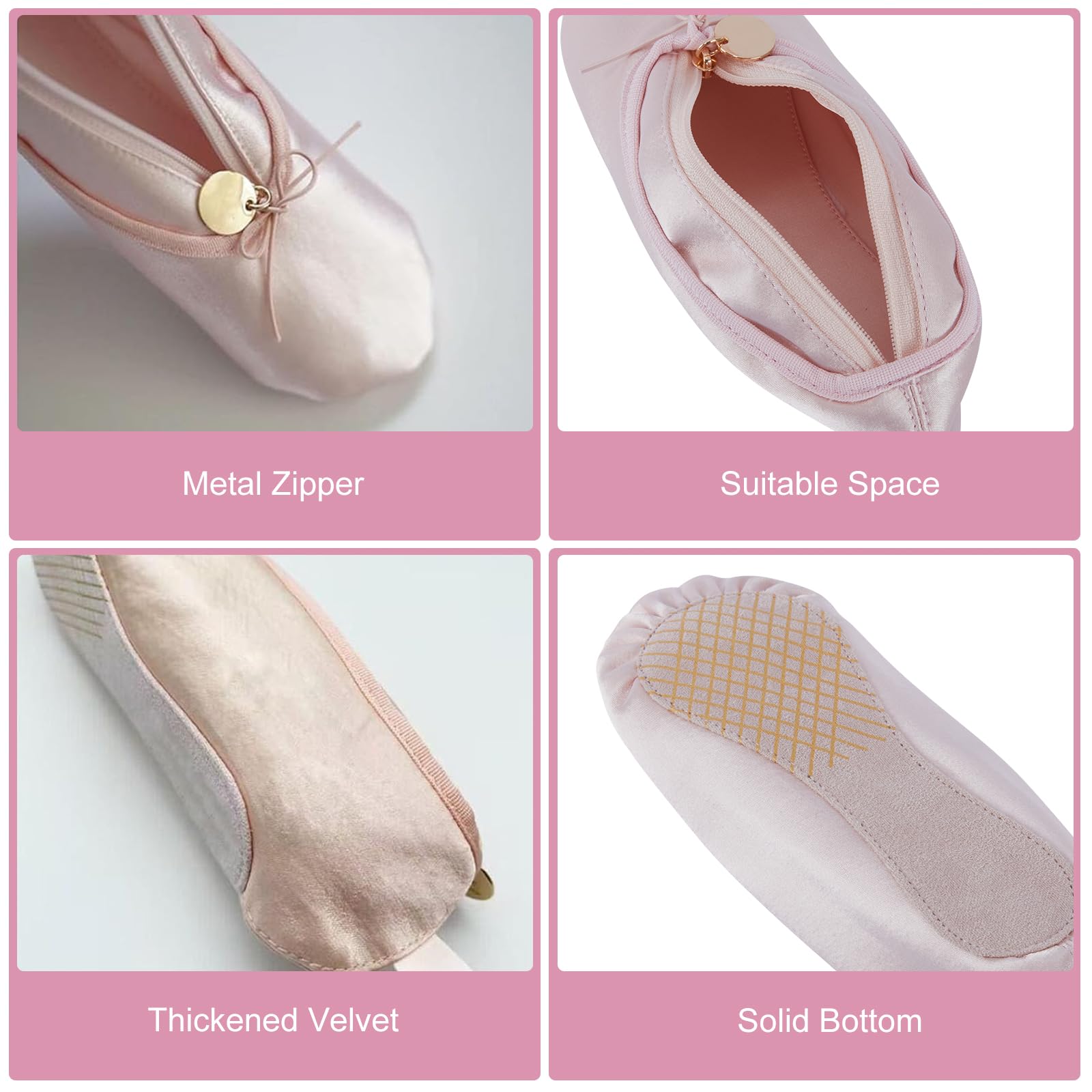 **Ballet Dance Shoe Makeup Bag for Little Girls - 2 Pcs Ballerina Slipper Pouch, Perfect for Dance Class, Birthday Gifts & Travel Accessories**
