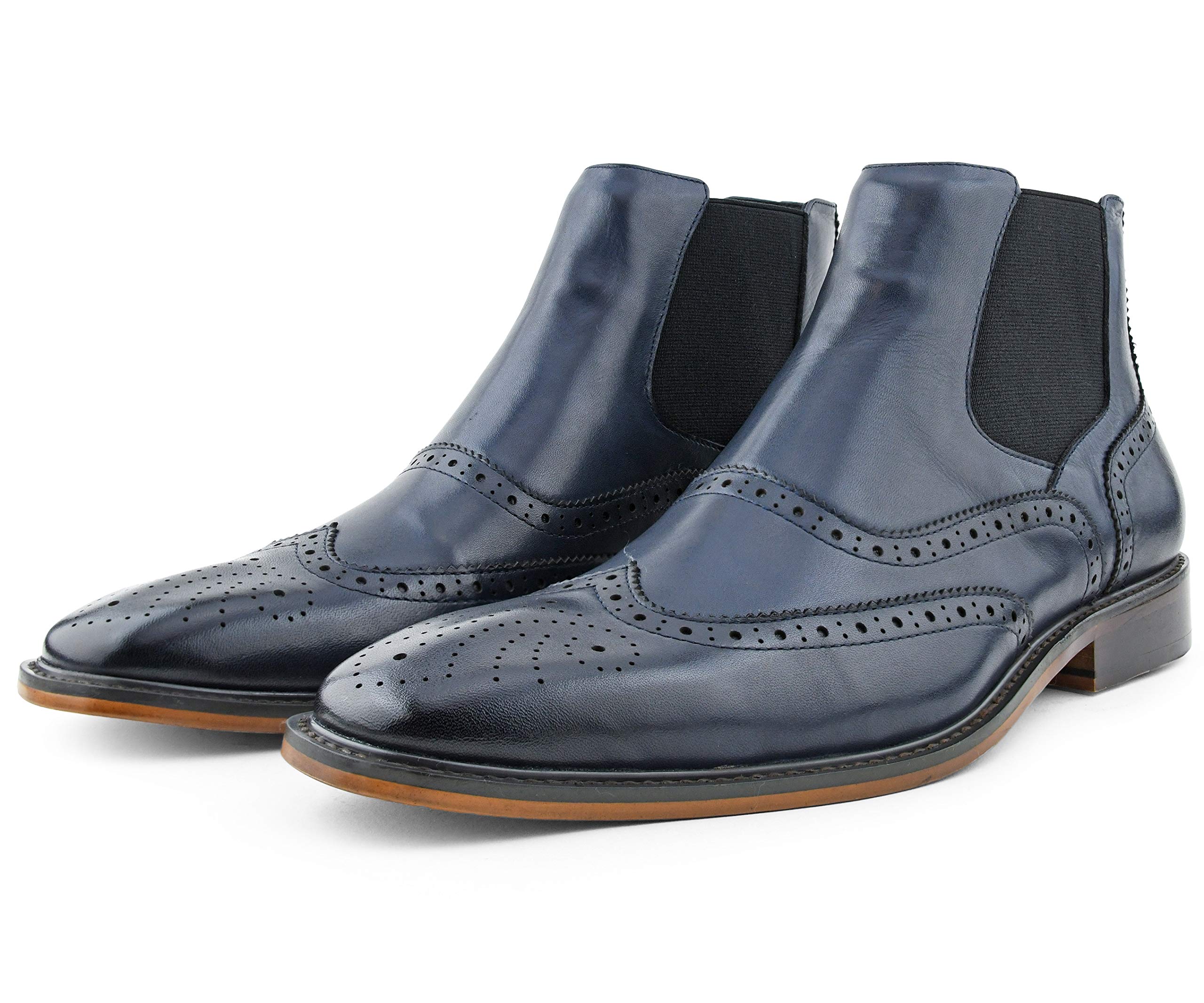 Asher Green AG2632 Men's Vintage Leather Dress Boots - Genuine Leather Wingtip Chelsea Boots for Formal Wear | Office, Wedding & Special Occasion Footwear