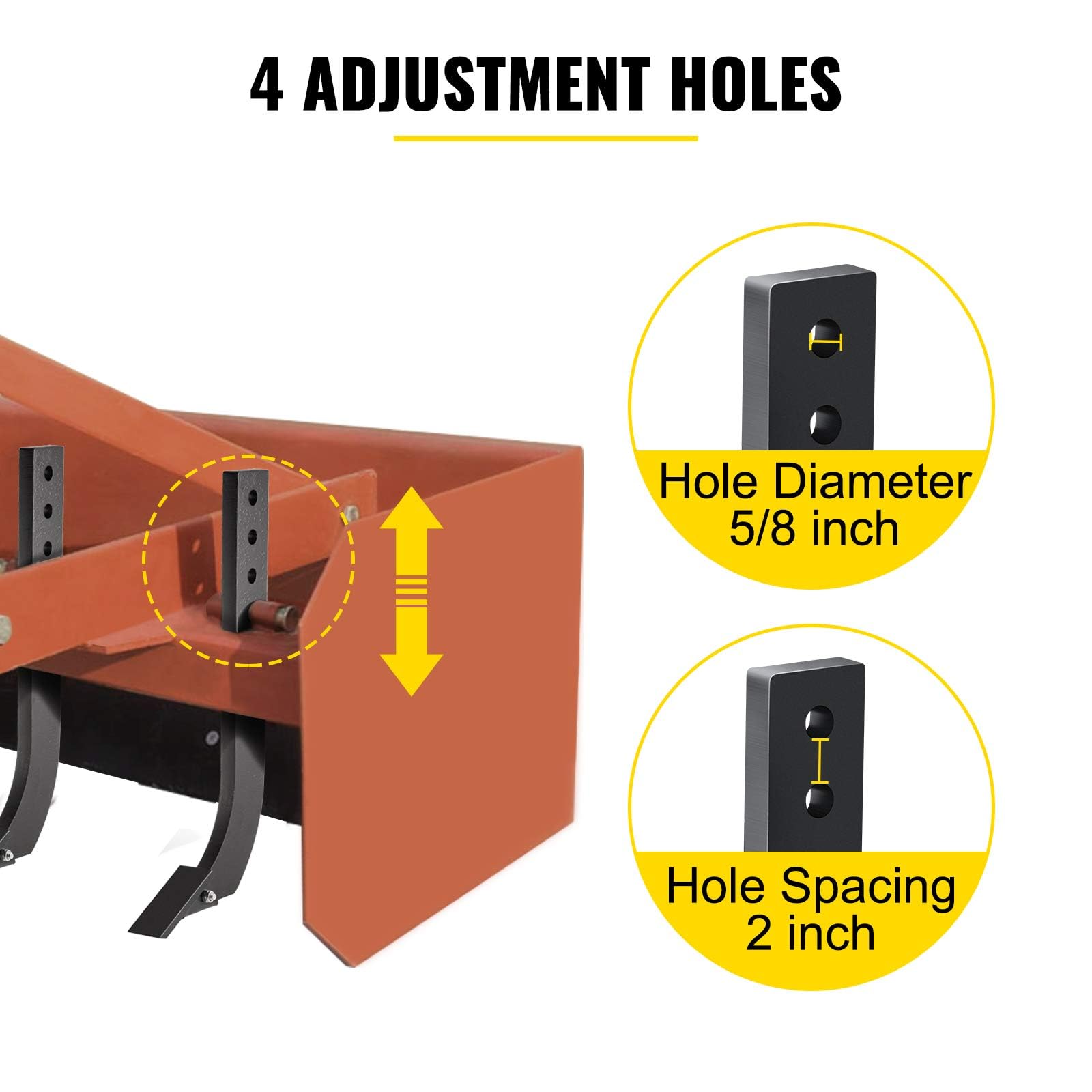 VEVOR 18'' Box Blade Shank with Removable Tapered Teeth & Pins - 5PCS Adjustable Scarifier Shank for Box Scraper Replacement, Digging & Plowing - Perfect for Landscaping, Soil Preparation & Agricultural Work