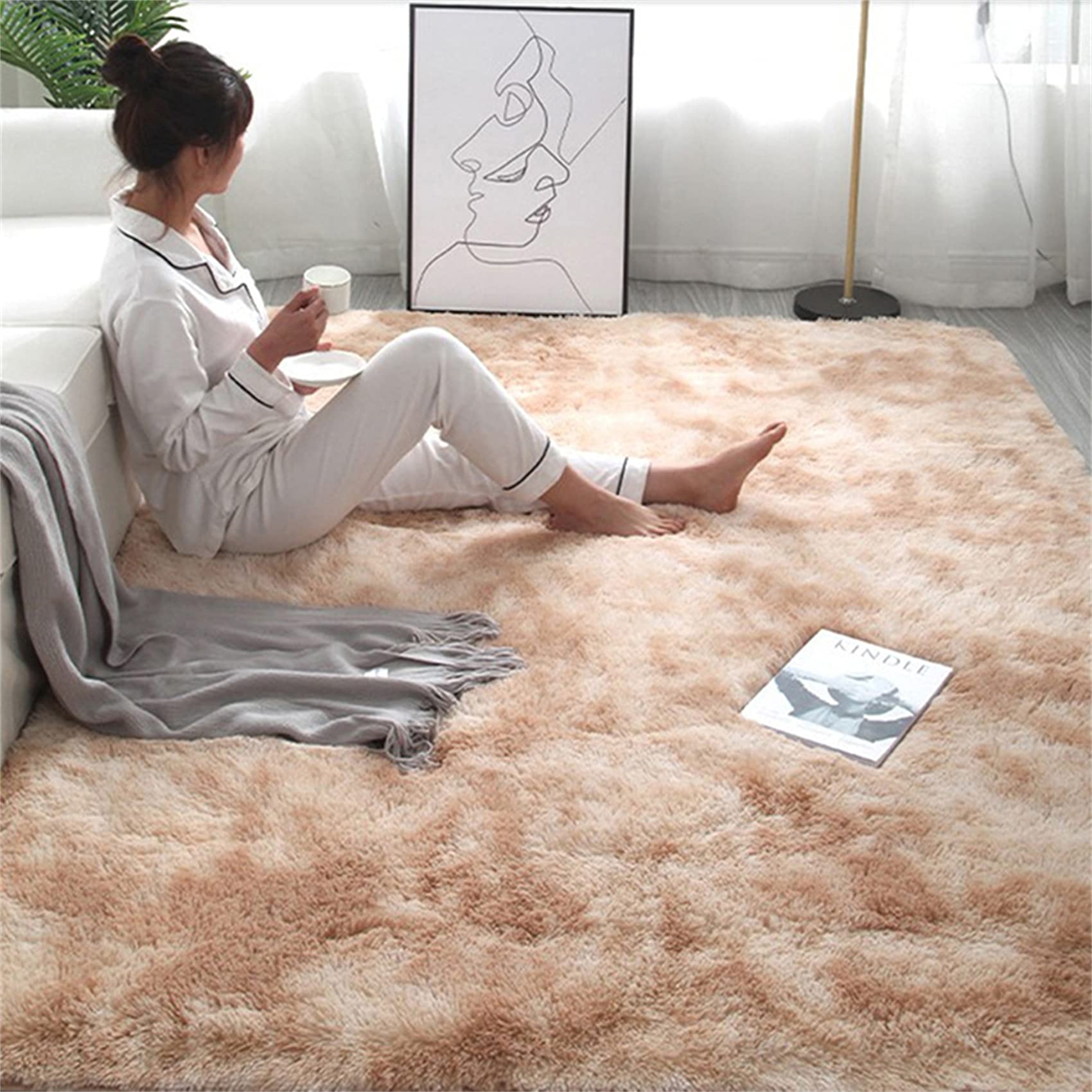 Soft Shaggy Area Rugs for Living Room & Bedroom - Anti-Slip Modern Fluffy Carpet for Home Decor - Large 140x200cm Black Floor Mat - Perfect for Hallway, Kids Room & Cozy Spaces
