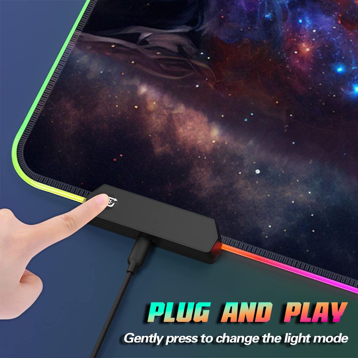 ROG Gaming Mouse Pad with LED Lights, Large Waterproof Keyboard Mouse Pad (60 x 35 x 0.3 cm) - Cat Design Desk Mat for Office & PC Gaming - Perfect for Esports, Work, and Home Computer Setup