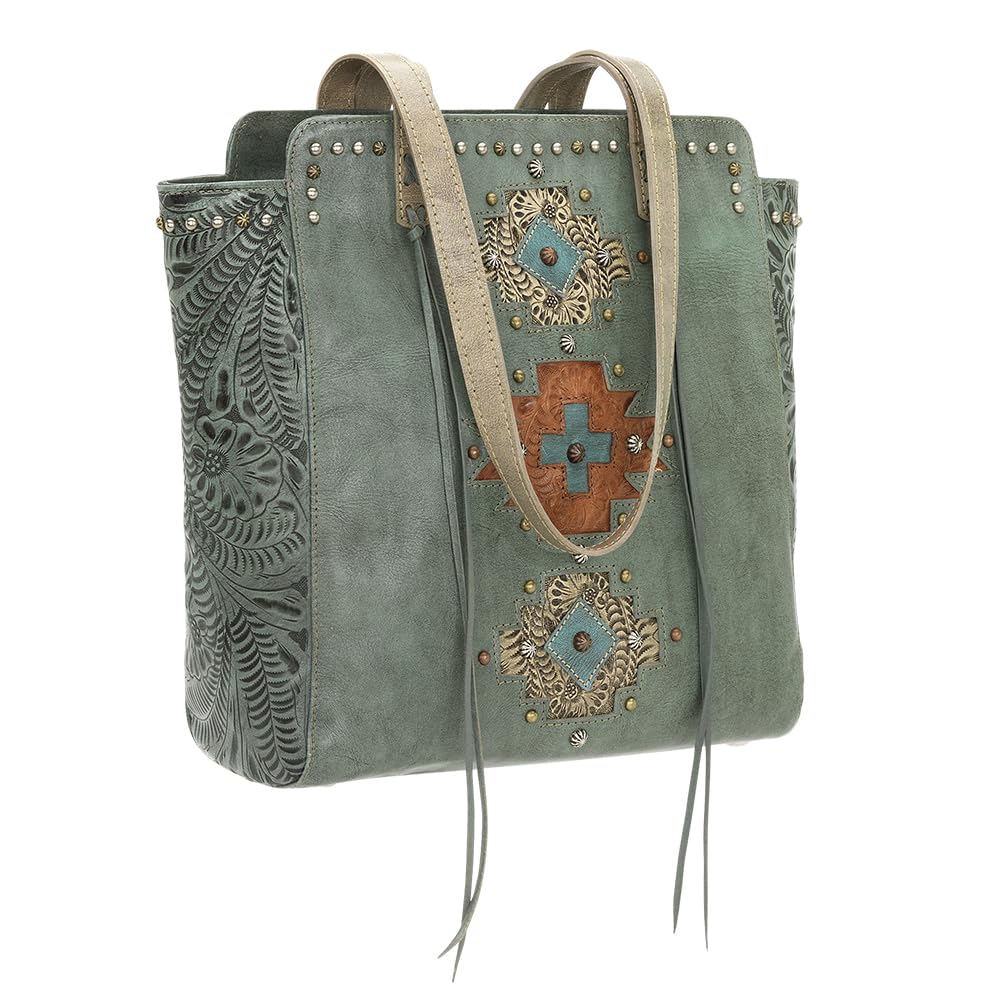 Authentic American West Leather Navajo Soul Tote Bag for Women - Stylish Handmade Crossbody Purse for Daily Use, Work, Travel & Shopping