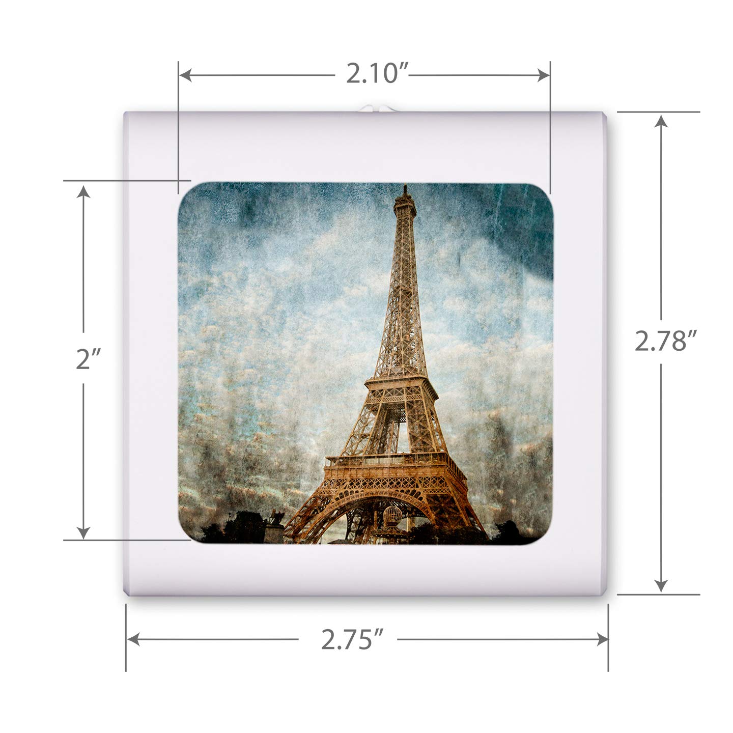 Dimmable LED Night Light with Auto On/Off Sensor - Adjustable Brightness Warm White Plug-in Nightlight for Bathroom, Hallway, Nursery & Bedroom - Eiffel Tower Design | Perfect for Nighttime Safety & Décor