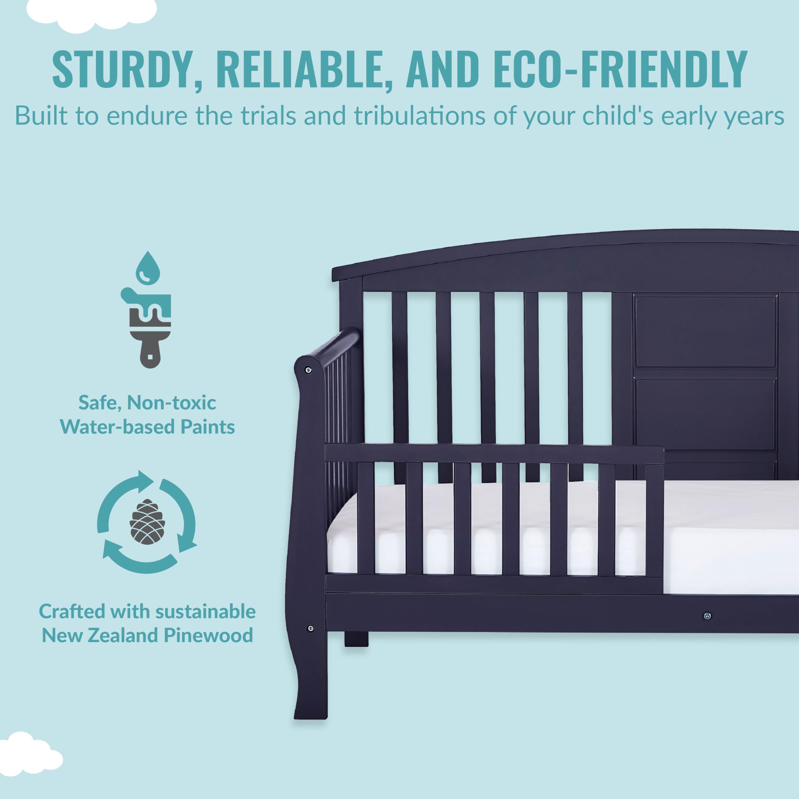 Dream On Me Dallas Toddler Day Bed - Navy Blue Convertible Kids Bed, 55