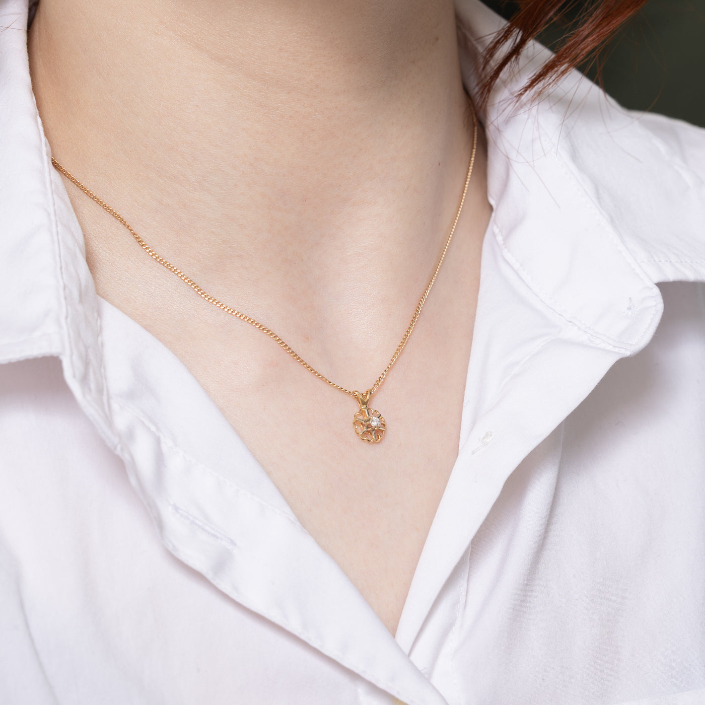 0.05ct Diamond Open Work Pendant Necklace - Elegant Solitaire Jewelry for Women | Perfect for Weddings, Anniversaries & Special Occasions