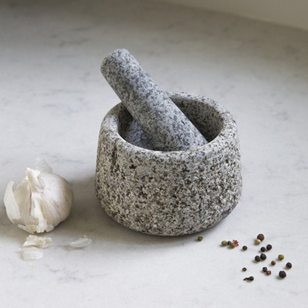 Premium Granite Mortar and Pestle Set - Heavy Duty Spice Grinder, Herb Crusher, and Kitchen Tool for Grinding, Crushing, and Mixing - Perfect for Fresh Herbs, Spices, Garlic, and Guacamole - Ideal for Home Cooking, Baking, and Professional Kitchens