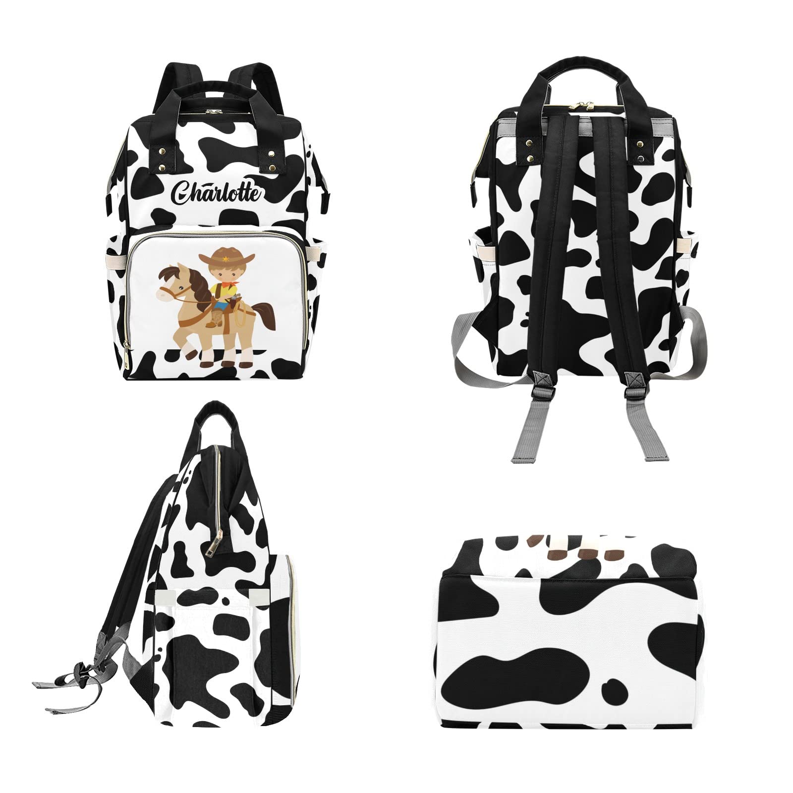Custom Personalized Diaper Bag Backpack Tote - Unique Cowboy Design Baby Shower Gift for Moms | Perfect for Travel, Daycare & On-the-Go Parenting