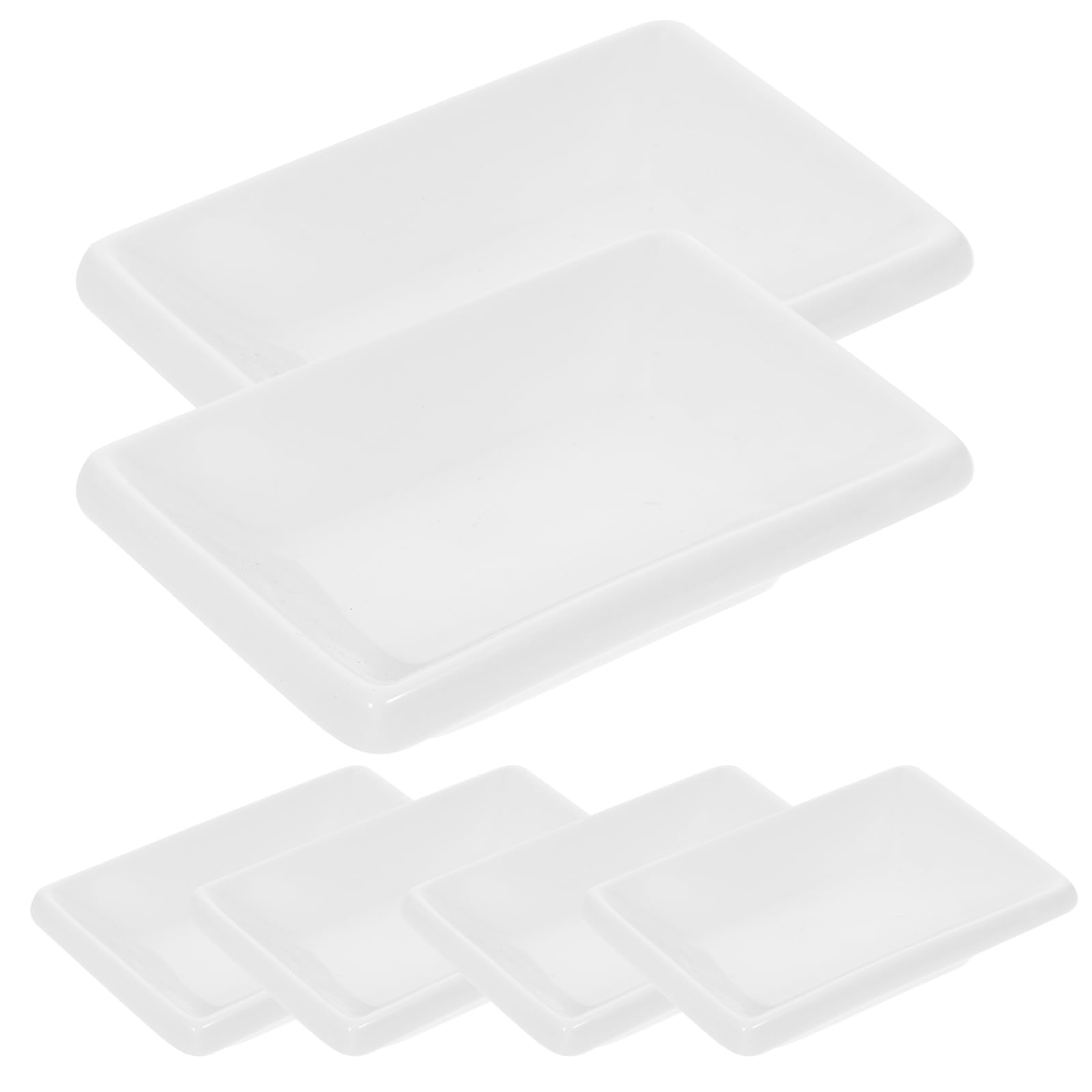 6-Piece Ceramic Soy Sauce Dishes Set - Small Rectangle Appetizer Plates & Dipping Bowls for Sushi, Dumplings, and Asian Cuisine - Perfect for Home Kitchen, Restaurants, and Party Serving