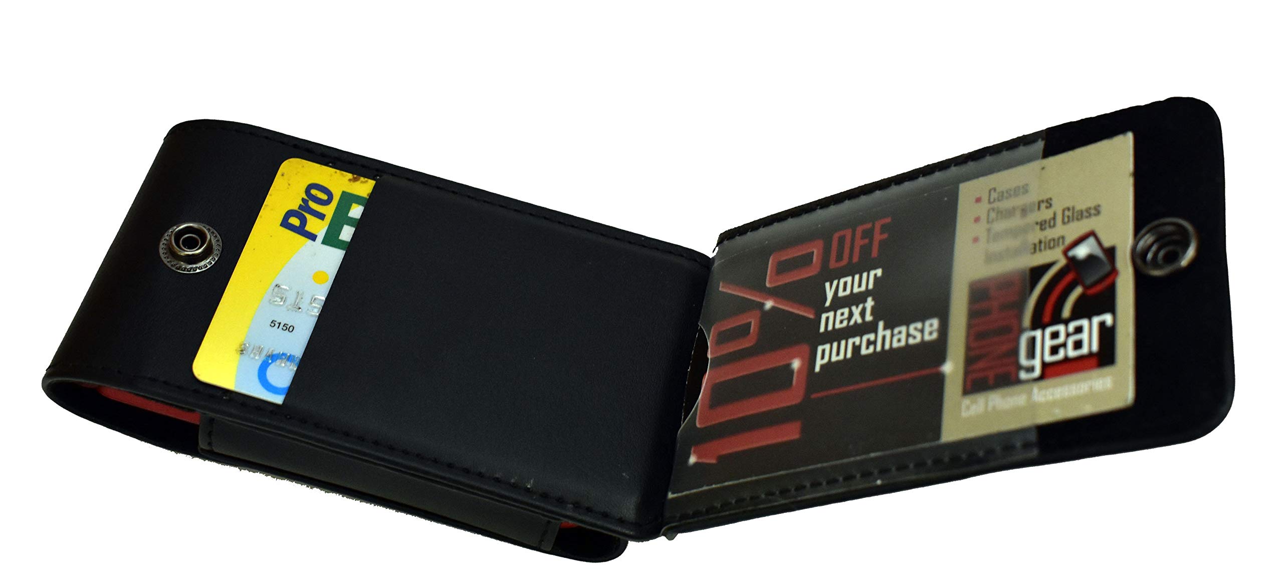 Premium Black Leather Wallet Case with 3 Credit Card Slots - Compatible with GreatCall Lively Flip Phone | Perfect for Seniors & Everyday Carry (Business, Travel, Shopping)