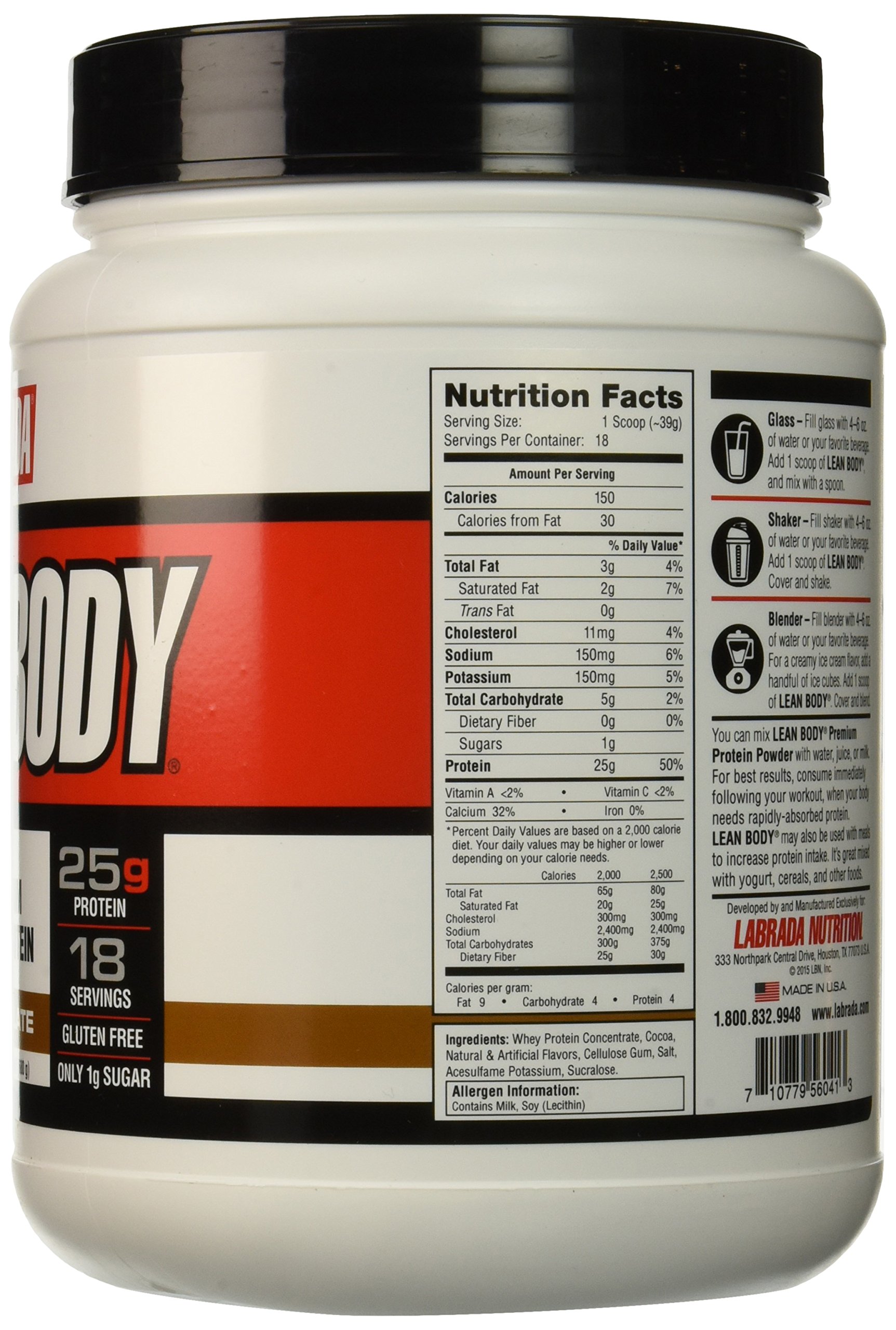 Labrada Nutrition Lean Body Premium Whey Protein Powder - Chocolate Flavor, 24oz (680g) | High Protein Shake for Muscle Recovery & Weight Management | Perfect for Post-Workout, Meal Replacement & Fitness Goals
