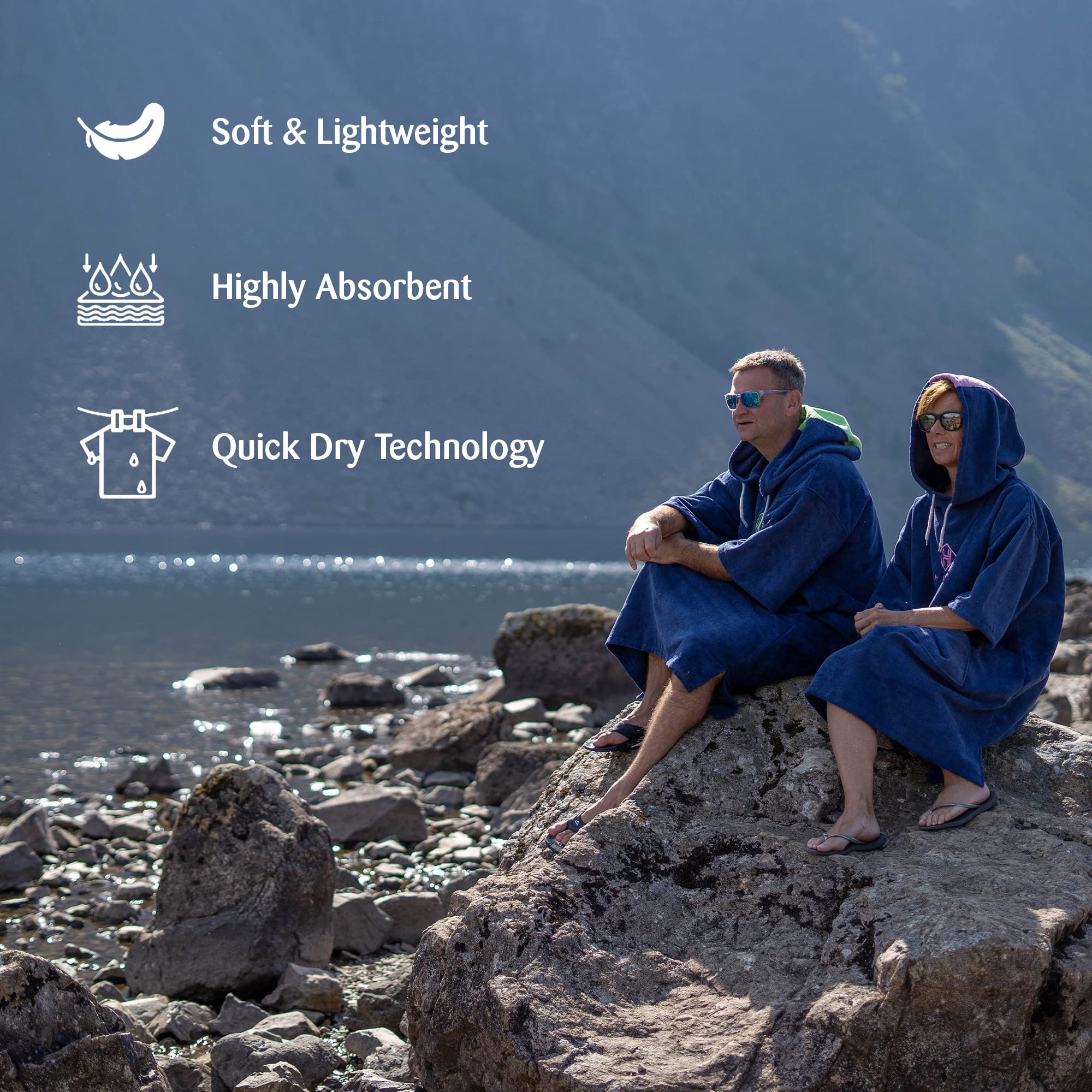 Premium Hooded Changing Robe Poncho for Swimming, Beach & Outdoor Activities - Quick Dry Lightweight Microfiber Towel Poncho for Women & Men - Ideal for Surfing, Yoga, Camping and Post-Workout Cover-Up