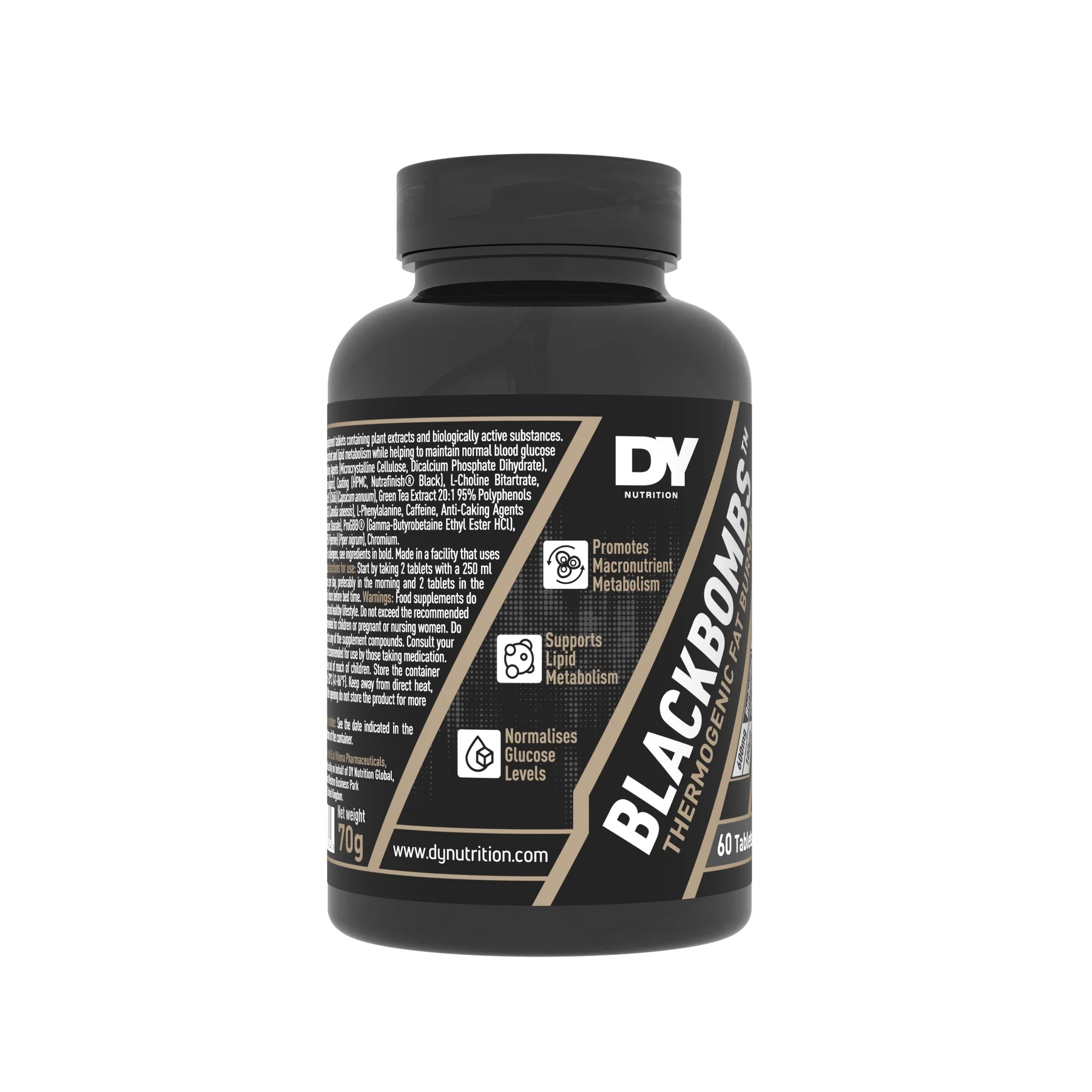 DY Nutrition Black Bombs Fat Burner Supplement - 60 Capsules for Weight Loss & Metabolism Boost | Unflavored | Supports Energy & Focus for Workouts & Active Lifestyle