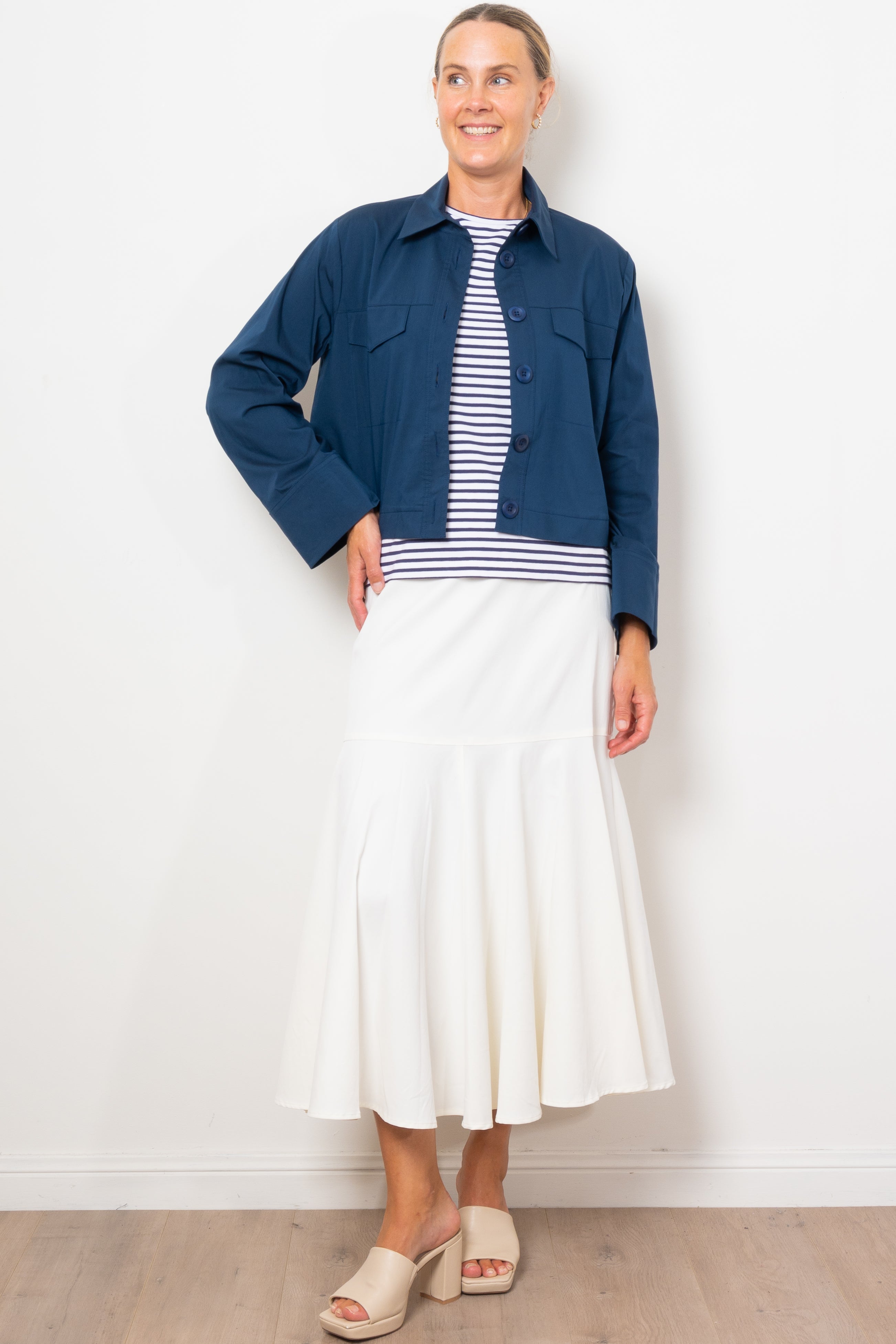 Mela Purdie Bell Skirt - Stretchy Chintz Fabric, Flared A-Line Design for Women - Perfect for Office Wear, Parties & Casual Outings