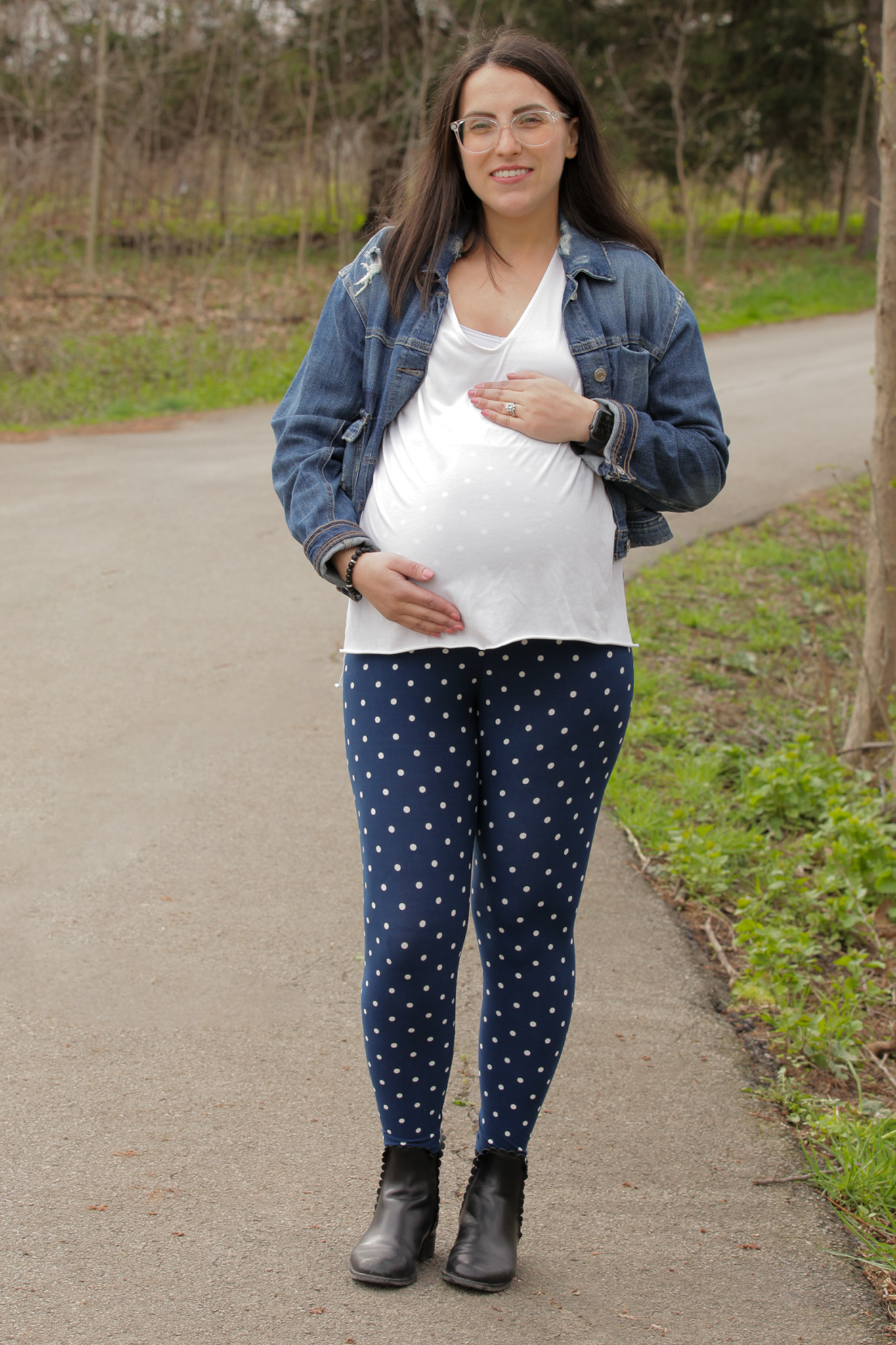 Blue Dotty Maternity Leggings - Comfortable Pregnancy Yoga Pants for Women - Perfect for Workout, Lounge & Everyday Wear