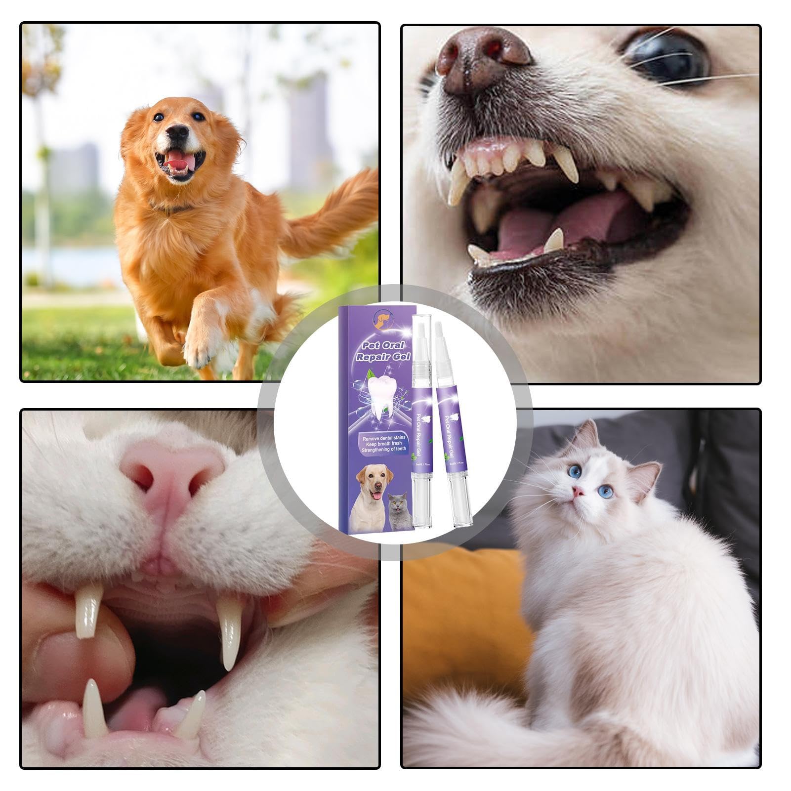 Pet Oral Repair Gel - Tartar & Breath Freshener for Dogs & Cats - No Brushing Needed for Home Dental Care