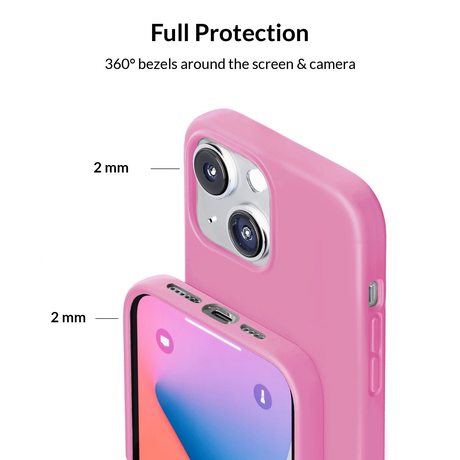 Hot Pink Silicone iPhone Case - Shockproof, Slim & Durable Phone Cover for iPhone 13/14/15 - Perfect for Everyday Use, Gym & Travel