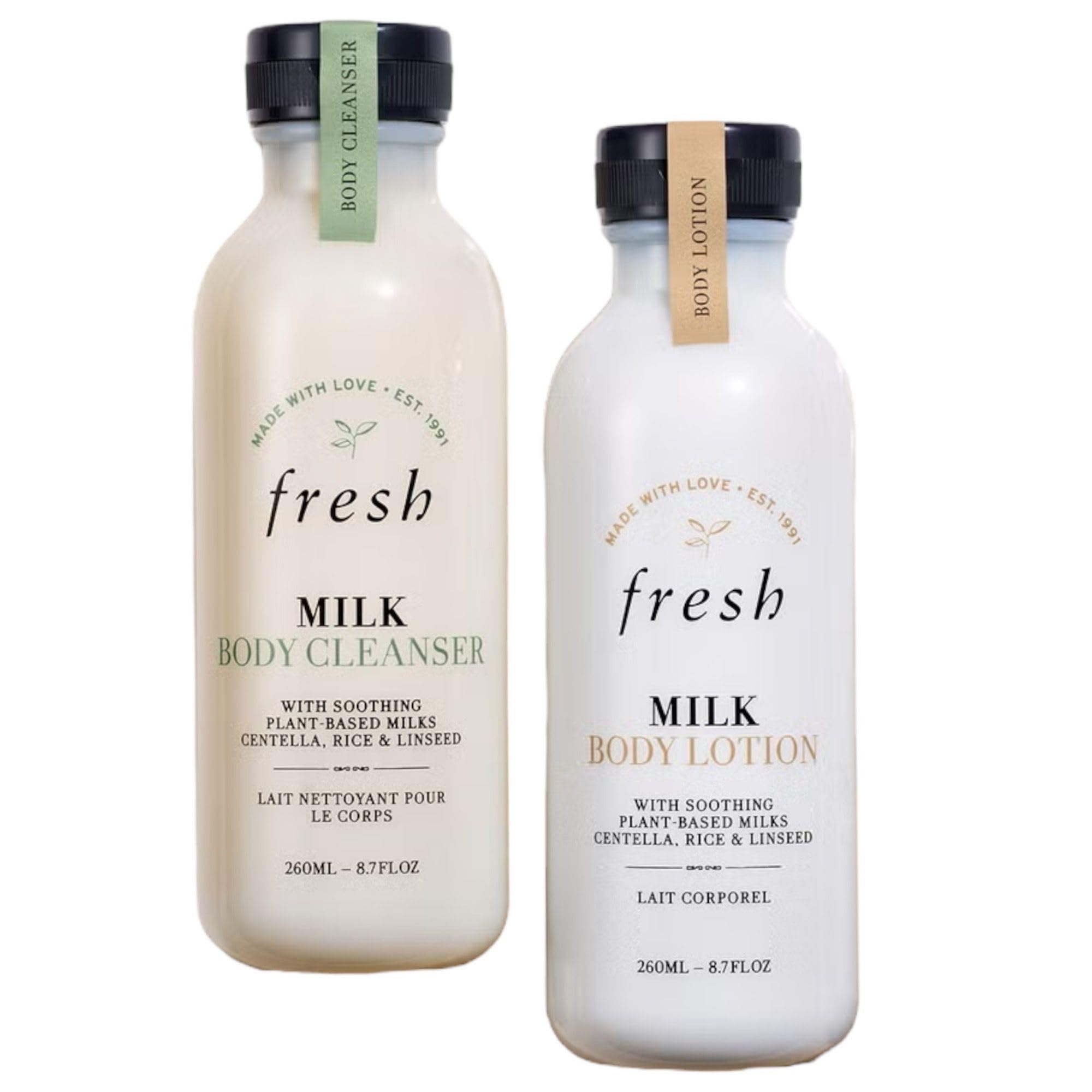 Nourishing Milk Body Cleanser & Lotion Set - 8.7 Fl oz with Soothing Plant-Based Milks for Dry & Sensitive Skin | Hydrating Bath & Skincare Routine
