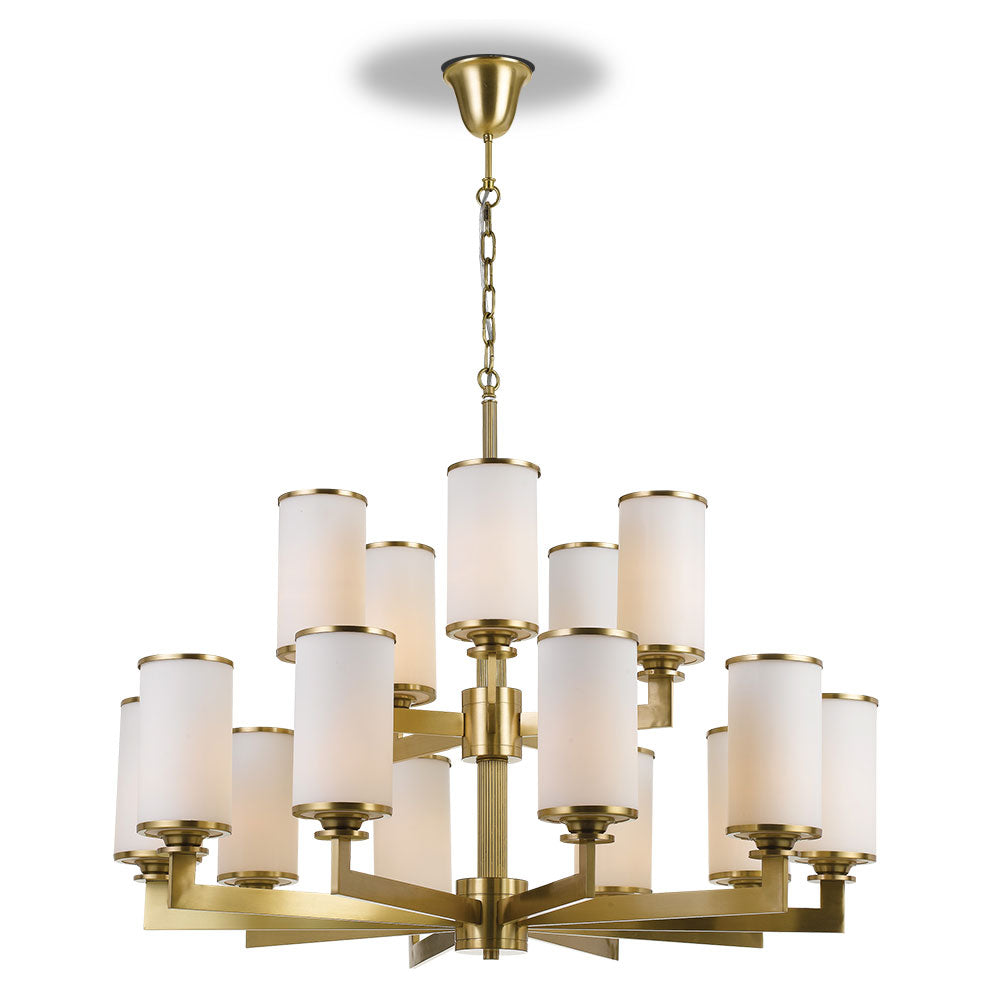 Ahern 15-Light Brass and Opal Glass Pendant Lighting Fixture - Perfect for Dining Room, Kitchen Island, or Entryway Chandelier