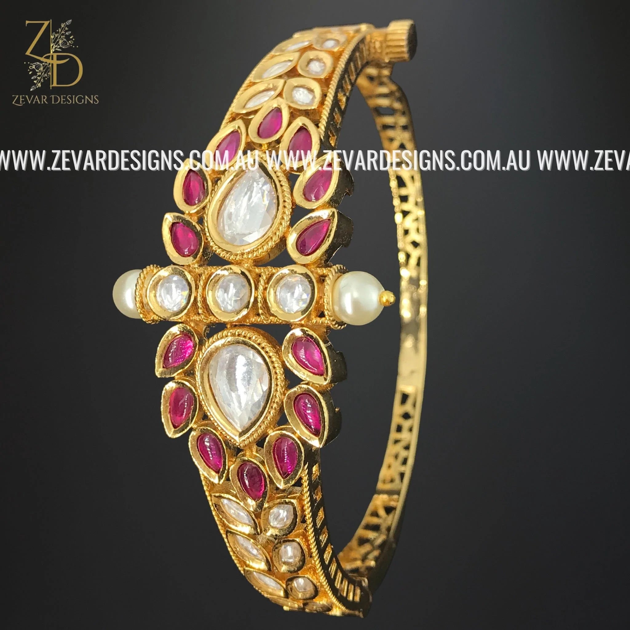 Exquisite Kundan Bracelet with Ruby Red Stones | Traditional Indian Jewelry for Women | Perfect for Weddings, Parties & Festive Occasions