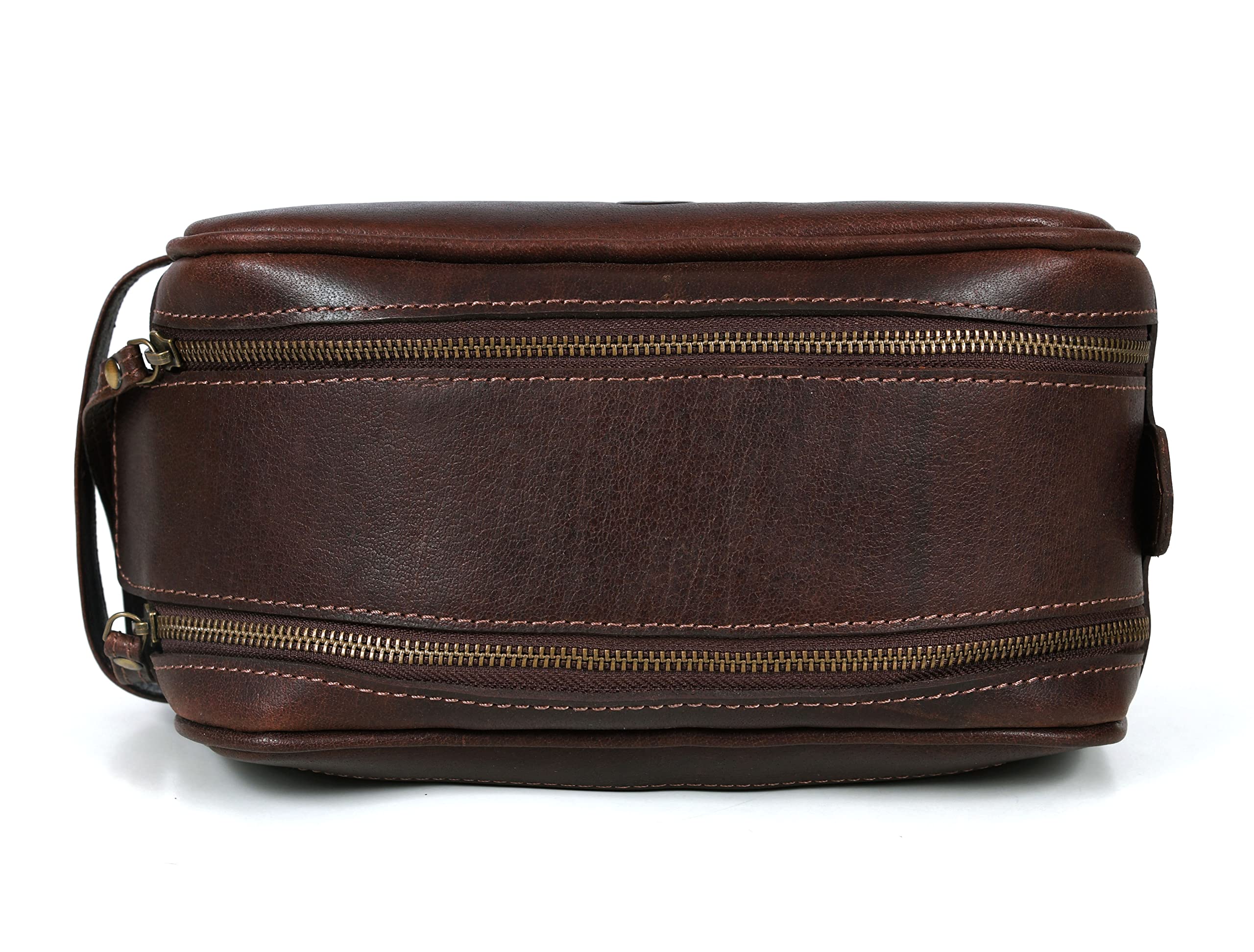 Premium Leather Toiletry Bag for Travel - Waterproof Dopp Kit by Aaron Leather Goods - Perfect for Men's Grooming Essentials & Business Trips