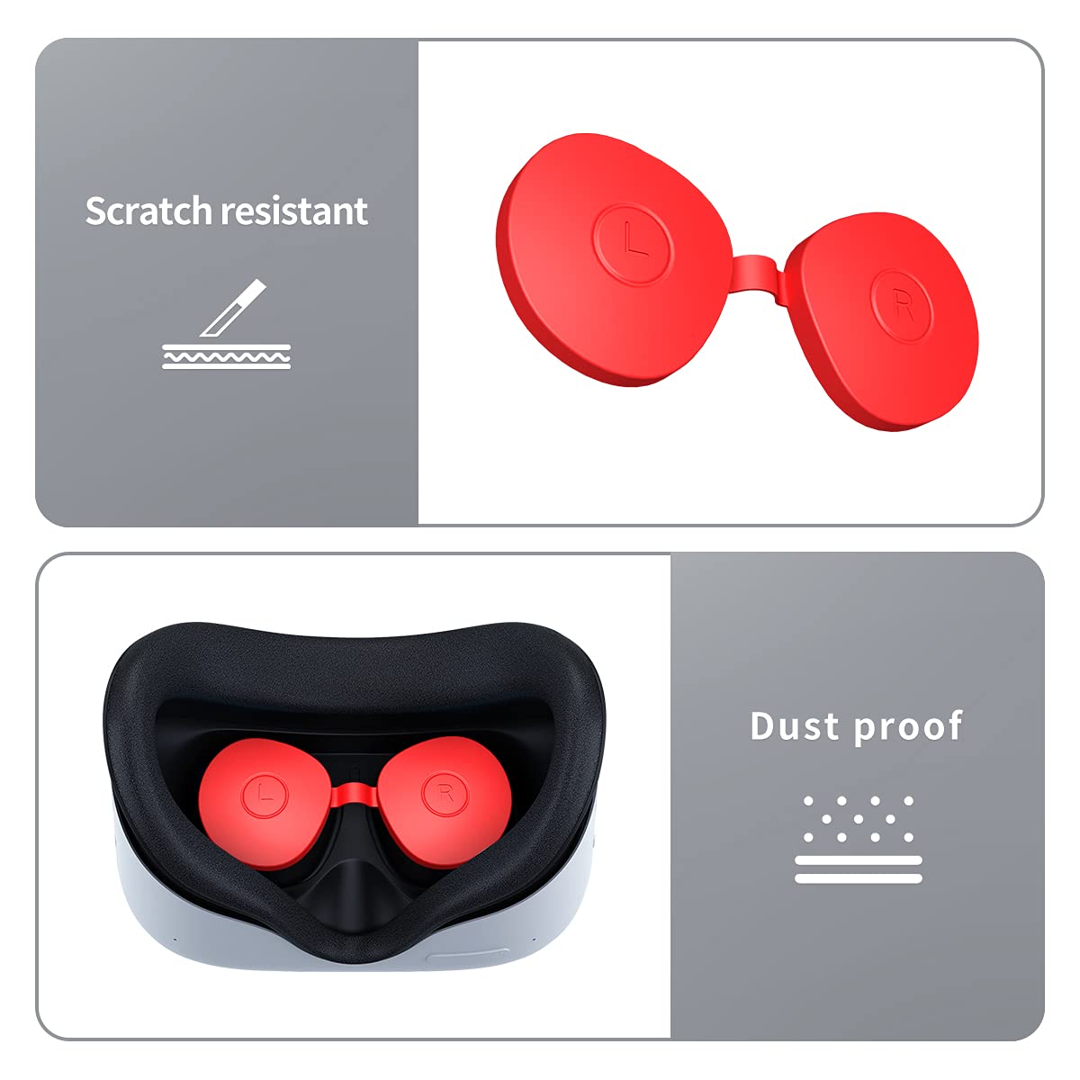 Oculus Quest 2 Silicone Accessories Kit - 4 in 1 Touch Controller Grip Cover, Handle Sleeve, Face Cover & Lens Protector for VR Headset (Red) | Enhanced Comfort & Protection for Gaming & Fitness VR Sessions