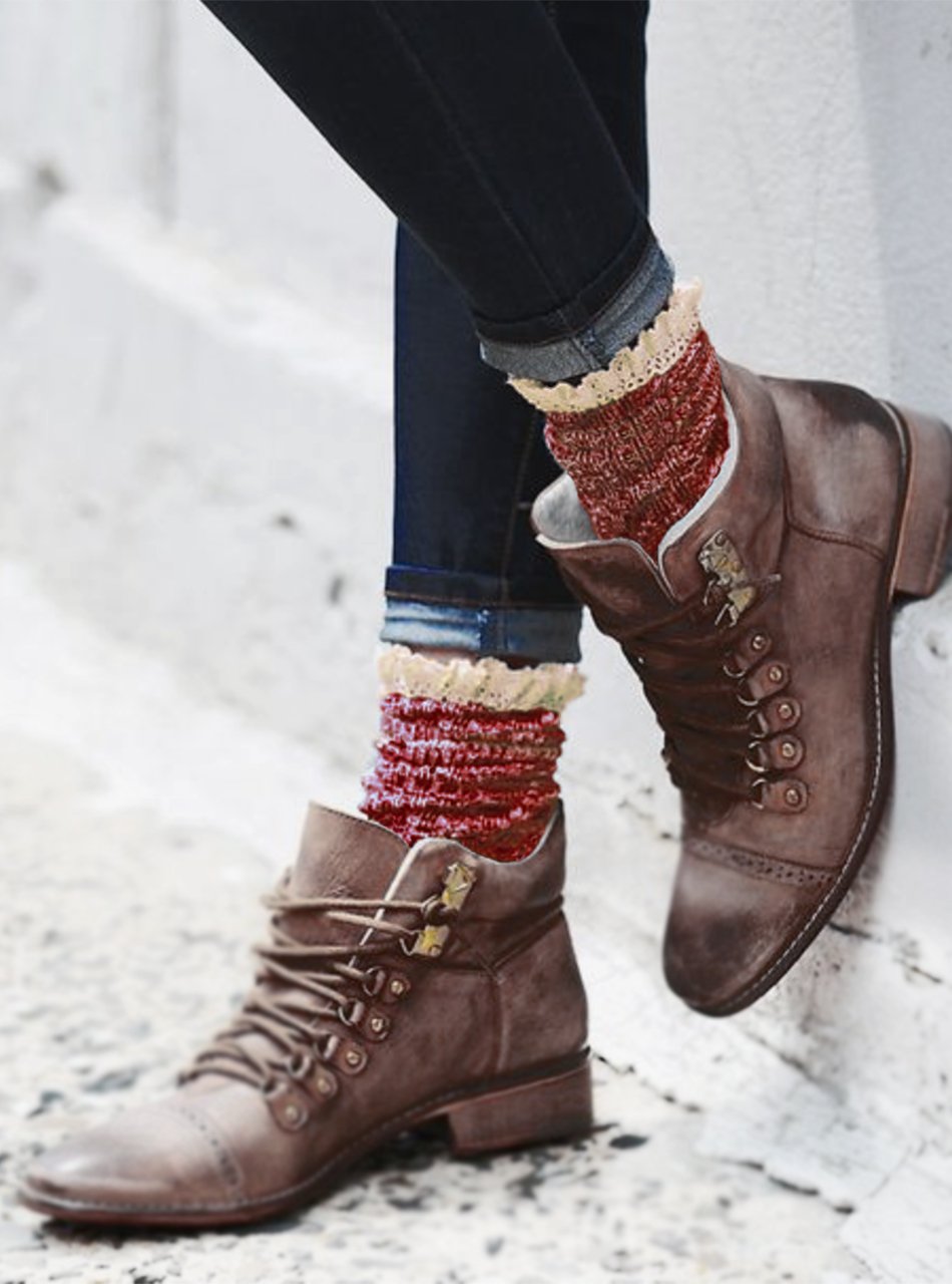 Premium Alpaca Wool Socks for Women - Soft & Warm Warrior Alpaca Socks with Lace Trim - Perfect for Hiking, Winter & Cozy Home Wear