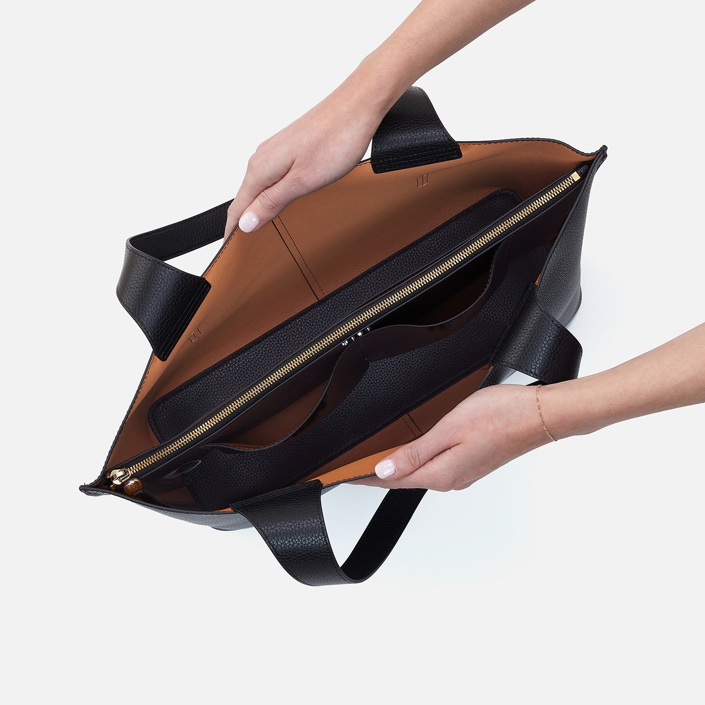 Premium Vida Large Tote Bag in Black Micro Pebbled Leather - Spacious Work Bag & Stylish Travel Tote for Women