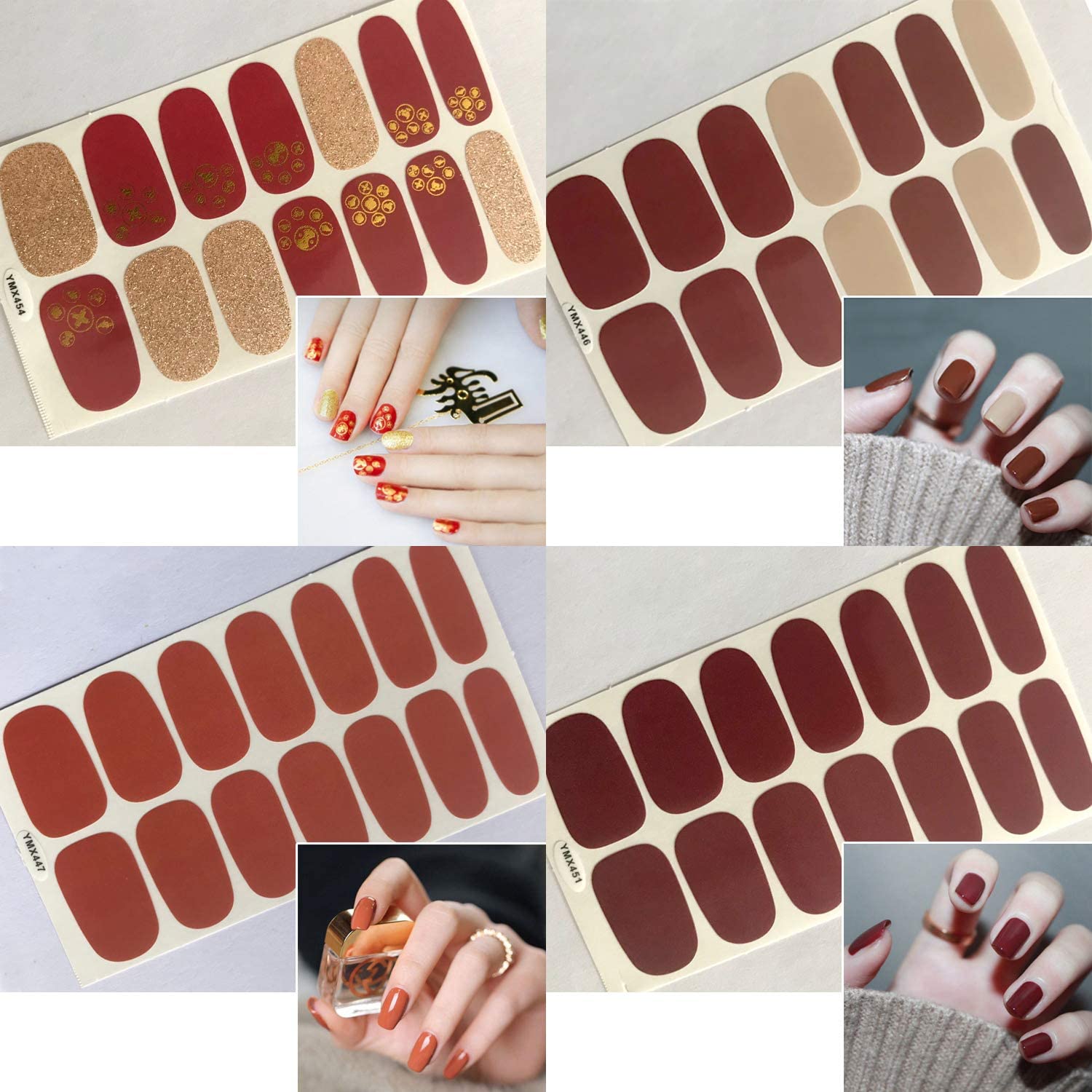 JERCLITY 24 Sheets Self-Adhesive Nail Polish Strips - Waterproof Press On Nail Wraps for Women, DIY Nail Art Stickers with Nail File | Salon-Quality Manicure Kit for Home, Travel & Special Occasions | Perfect for Weddings, Parties, Date Nights, Bridal Showers & Everyday Wear | Great Gift for Beauty Lovers | Use for DIY Nail Art, Home Spa Days, Girls' Night Out, Vacation Manicures & Quick Touch-Ups