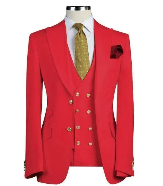 Uebert Red Three Piece Suit for Men - Premium Formal Business Attire | Perfect for Weddings, Interviews & Special Occasions