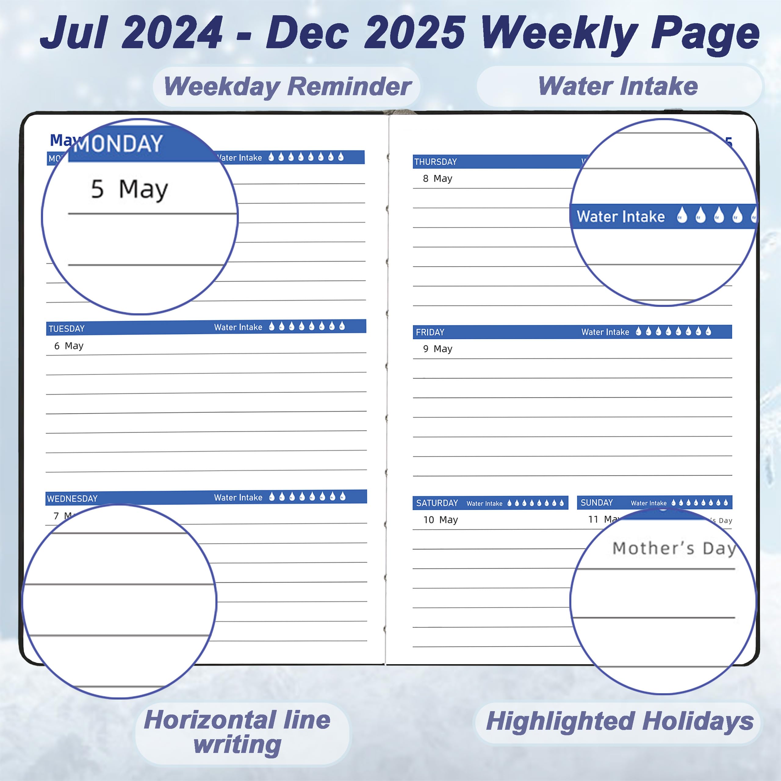 2024-2025 Academic Planner | 18-Month Weekly & Monthly Planner (July 2024-Dec 2025) | Hardcover A5 Organizer with Tabs, Inner Pocket & Thick 100GSM Paper | Perfect for Students, Professionals & Goal Tracking | Black Daily Planner for School, Office & Personal Productivity