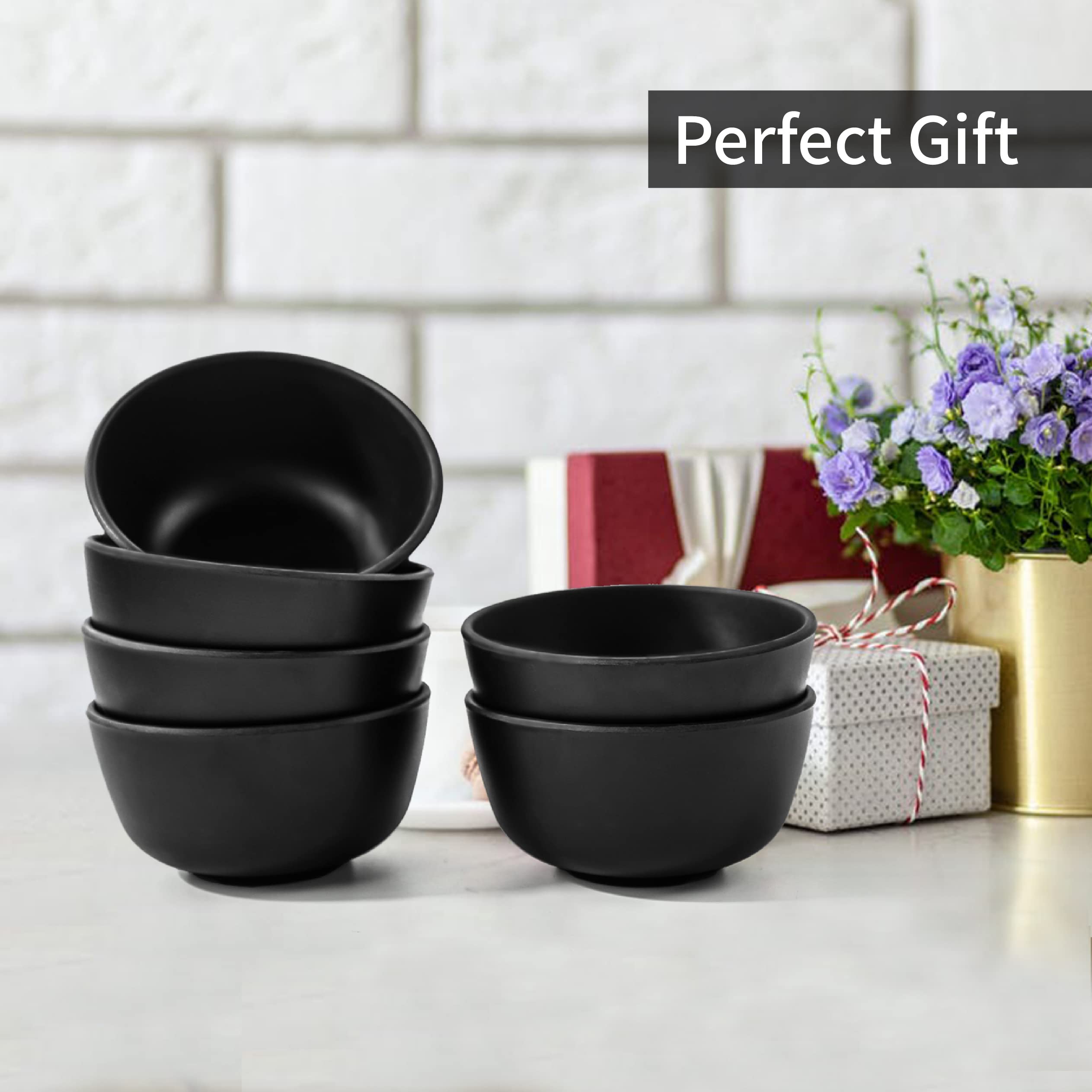 Unbreakable Melamine Soup Bowls Set of 6 - 10oz Chip-Resistant Cereal Bowls for Soup, Rice, Pasta, Salad & Oatmeal - Perfect for Kitchen, Dining, Camping & Outdoor Use - 4.5