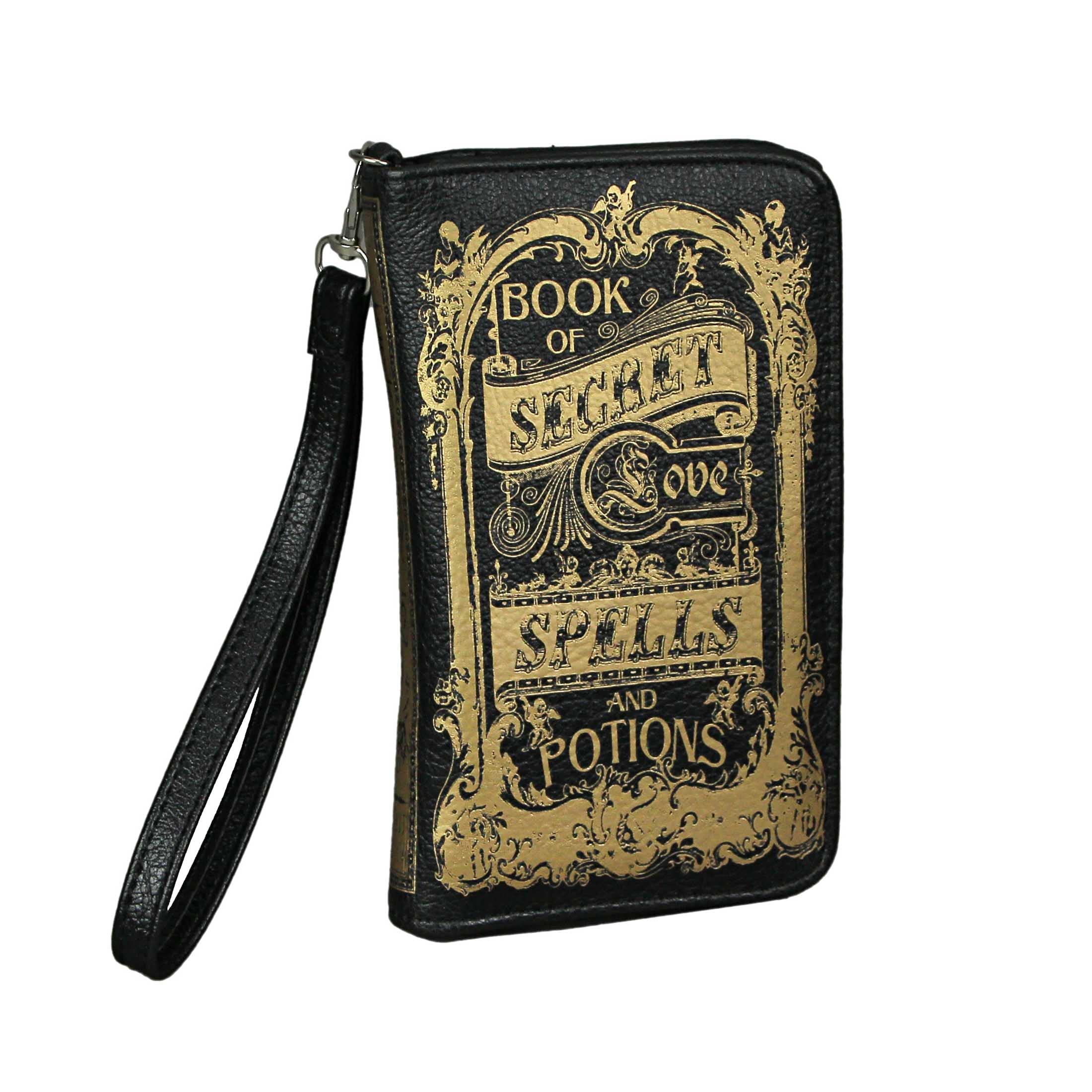 7 Inch Book Of Secrets Vinyl Wrist Wallet with Detachable Strap - ID Holder & Organizer for Travel, Concerts, and Everyday Use
