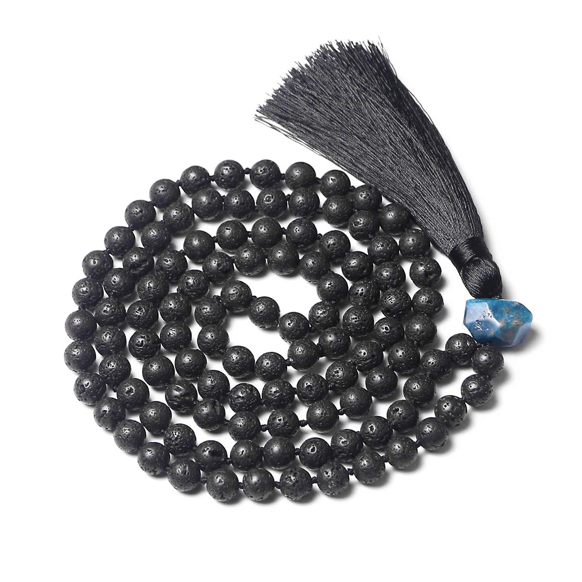 108 Mala Beads Necklace - 8mm Tibetan Prayer Beads for Yoga & Meditation - Hand Knotted Japa Mala Buddhist Rosary - Perfect for Mindfulness Practice, Stress Relief & Spiritual Healing