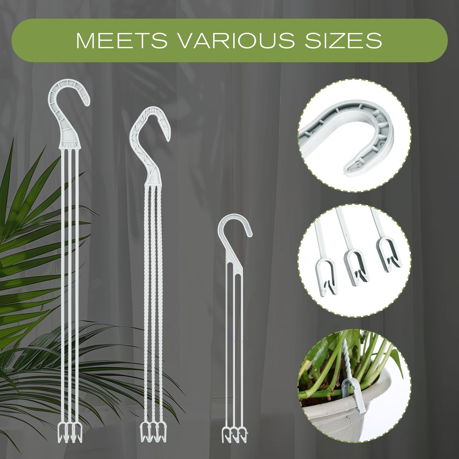 Happyyami 30pcs Plastic Hanging Basket Chains with Hooks - Heavy Duty Plant Hangers for Flower Pots, Wind Chimes, Lanterns & Bird Feeders - Perfect for Indoor/Outdoor Garden, Patio, Balcony Decor