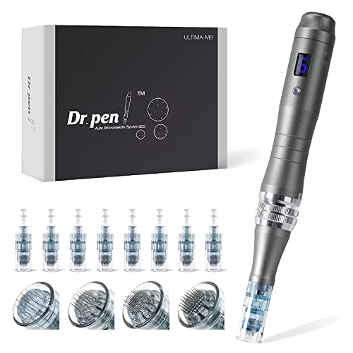 Dr. Pen M8 Professional Microneedling Pen - Wireless Derma Roller with 8 Cartridges (16/24/36/42 Pins) for Face & Body Skin Rejuvenation - At-Home & Salon Use