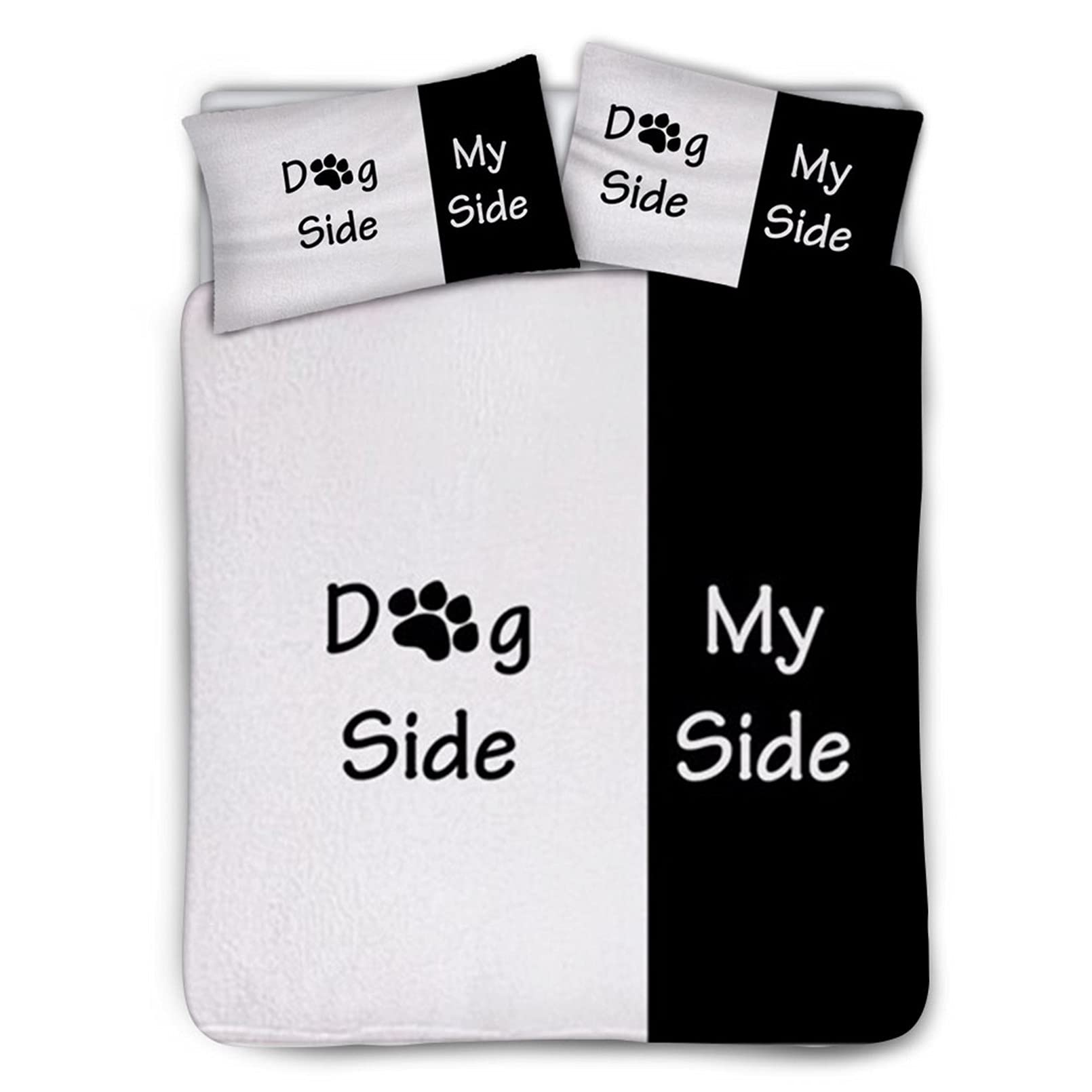 Babrukda Dog Side by Side Print 3-Piece Duvet Cover Set with Hidden Zipper Closure - Queen Size 88x88 Inches, Includes Comforter Cover & 2 Pillow Shams - Perfect for Pet Lovers' Bedroom, Dorm, or Guest Room Decor