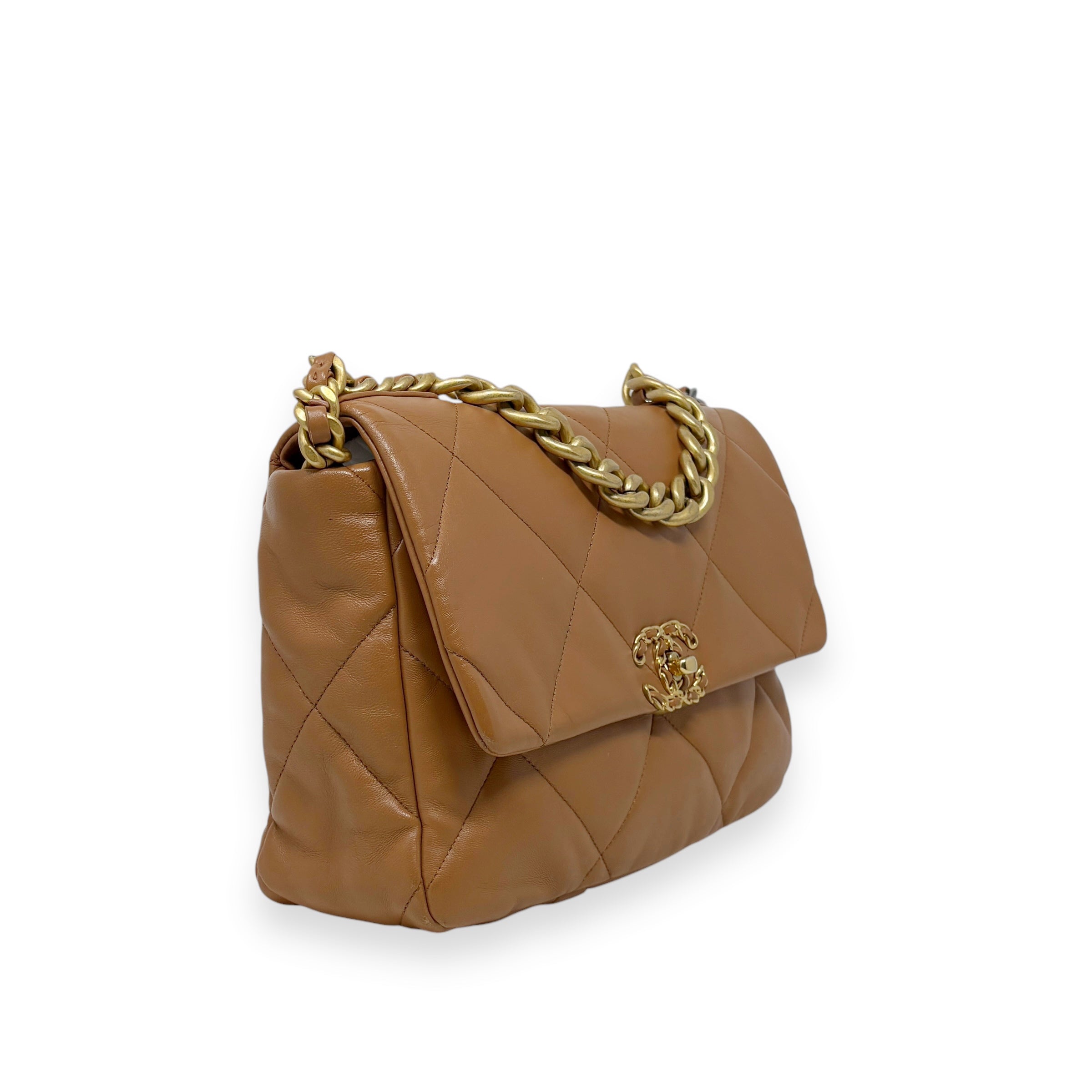 Chanel Caramel Large 19 Flap Bag - Luxury Designer Handbag for Women | Perfect for Everyday Use, Work & Special Occasions