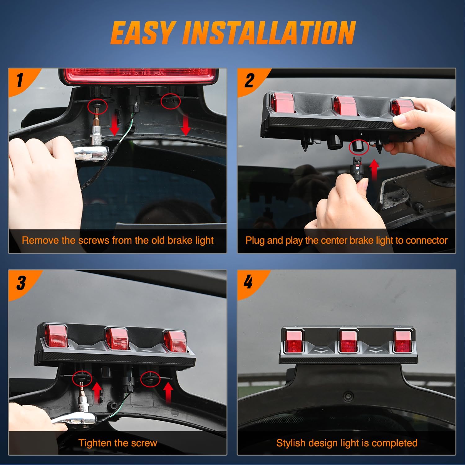 2023 Jeep Wrangler JL/JLU Third Brake Light Upgrade - High Visibility LED Replacement for 2018-2023 Models - Perfect for Off-Roading & Night Driving