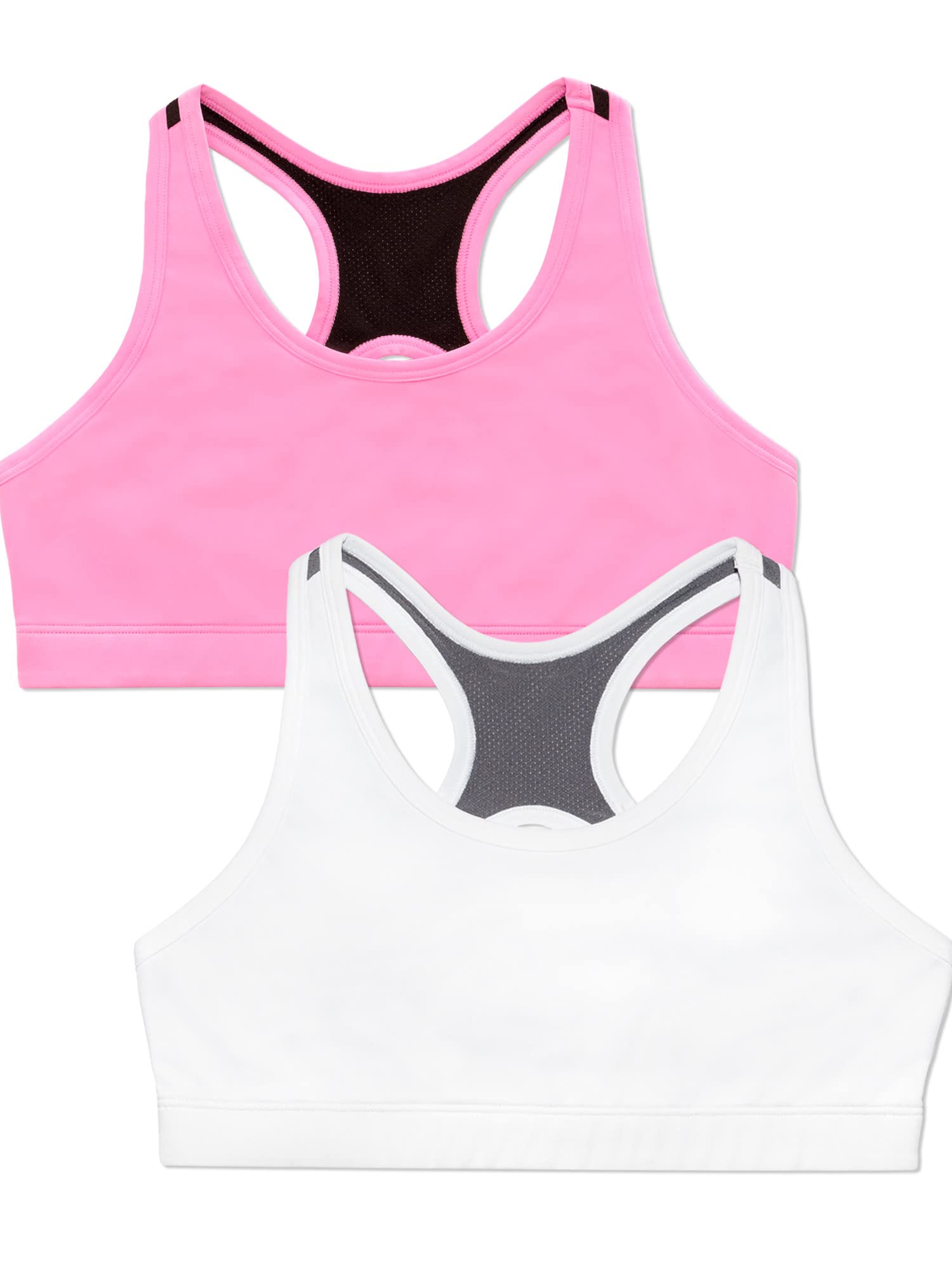Fruit of the Loom Girls' Stay Dry Racerback Sports Bra - Moisture Wicking Workout Top for Running, Yoga & Gym Activities