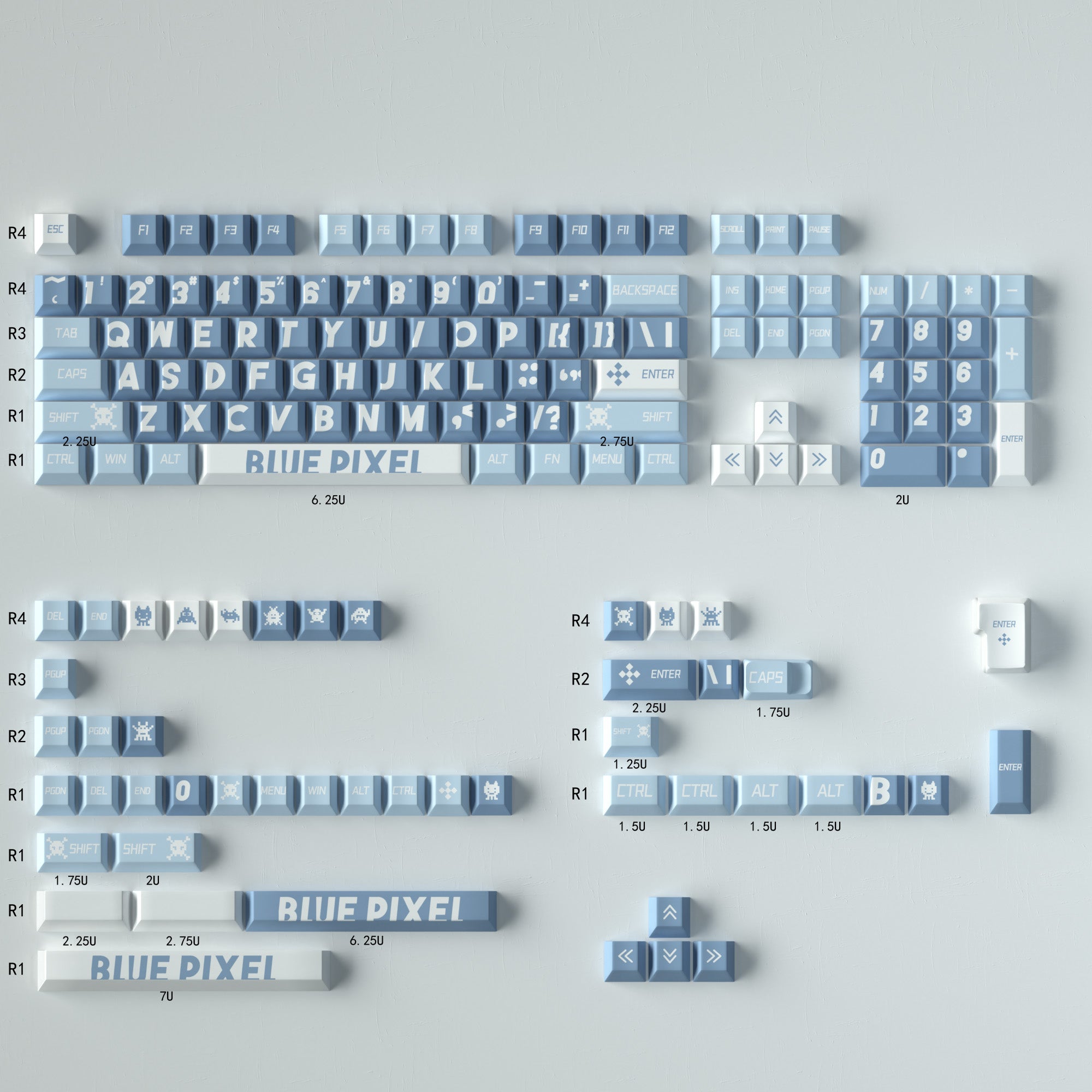 Large Font PBT Mechanical Keyboard Keycaps Set - Cherry Profile Height, Dye-Sublimation for Durability | Perfect for Gaming, Typing & Office Work