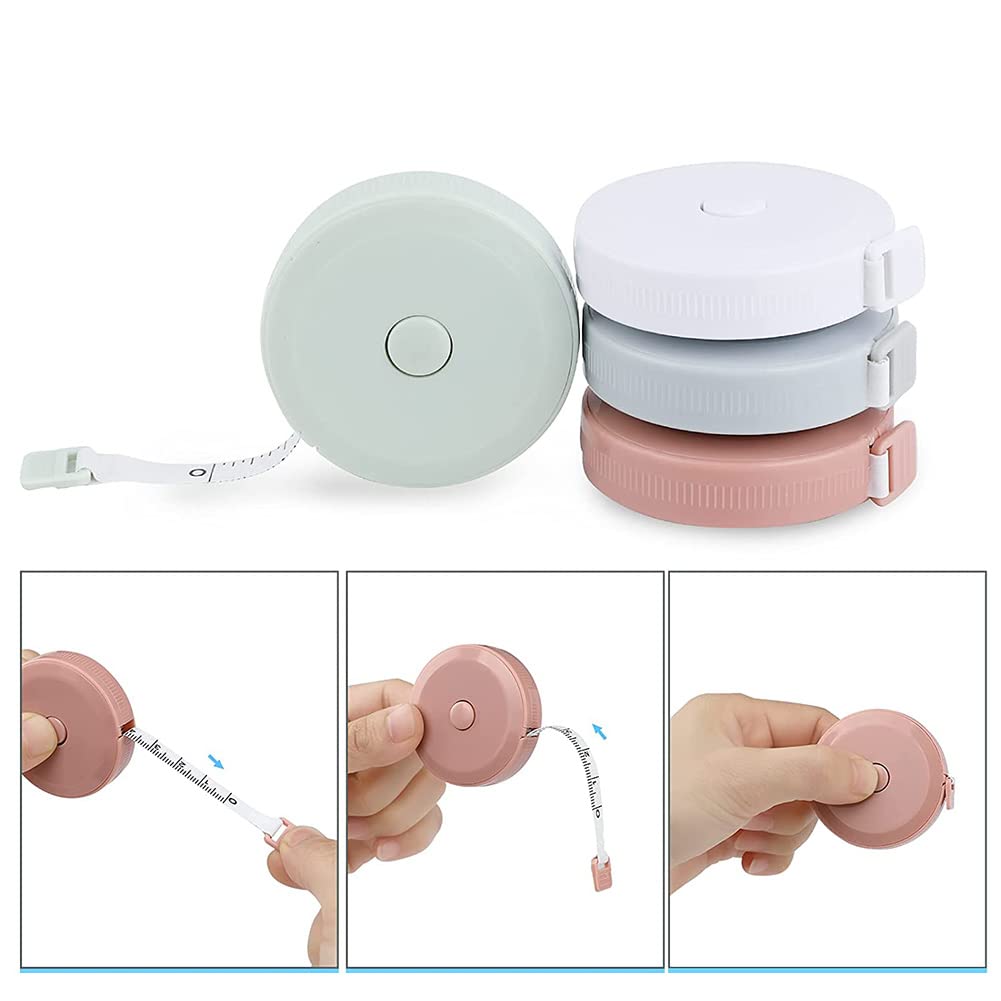 AKOAK 3-Piece Retractable Soft Tape Measure Set - Dual Metric/Imperial Scale for Body Measurements, Tailoring, Sewing & Crafts | Perfect for Height Measurement, DIY Projects & Professional Use