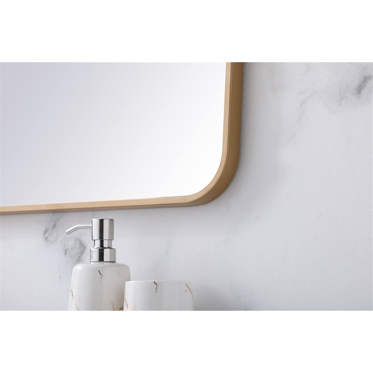 Elegant Brass Rectangular Mirror 36x40 - Home Decor & Bathroom