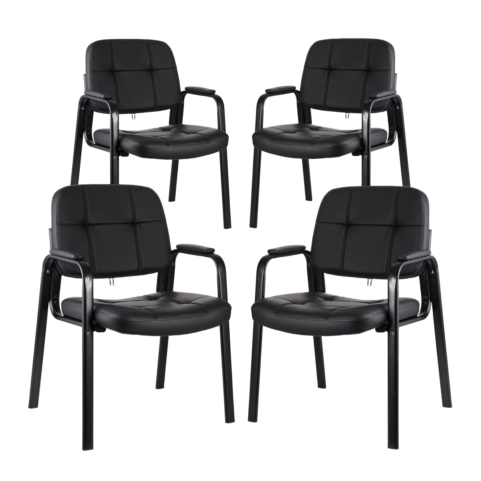 Ergonomic Bonded Leather Guest Chair for Office, Reception & Waiting Room - 4 Pack
